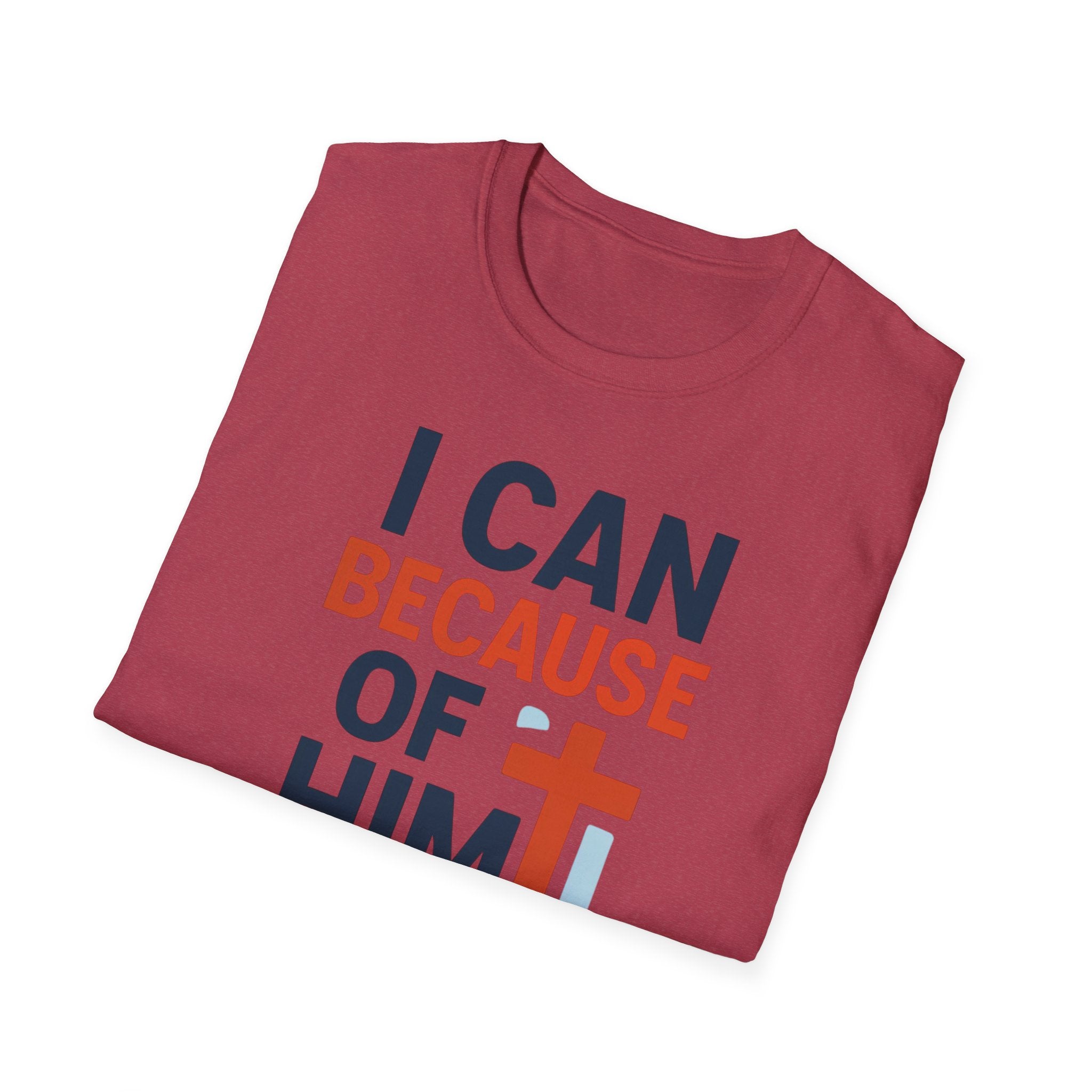 I Can Because of Him T-Shirt – Christian Faith Cross Tee