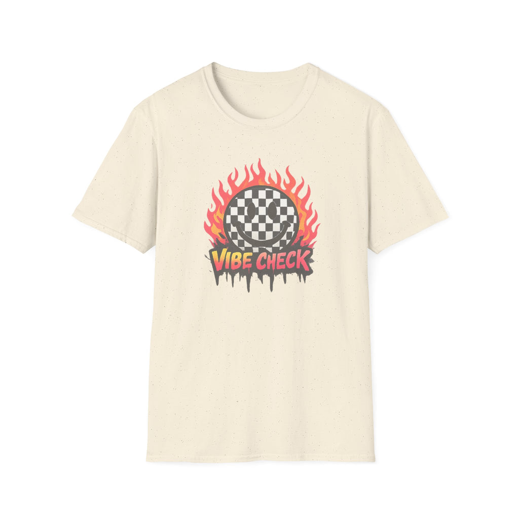 Vibe Check Graphic T-Shirt — Checkerboard Flame Design