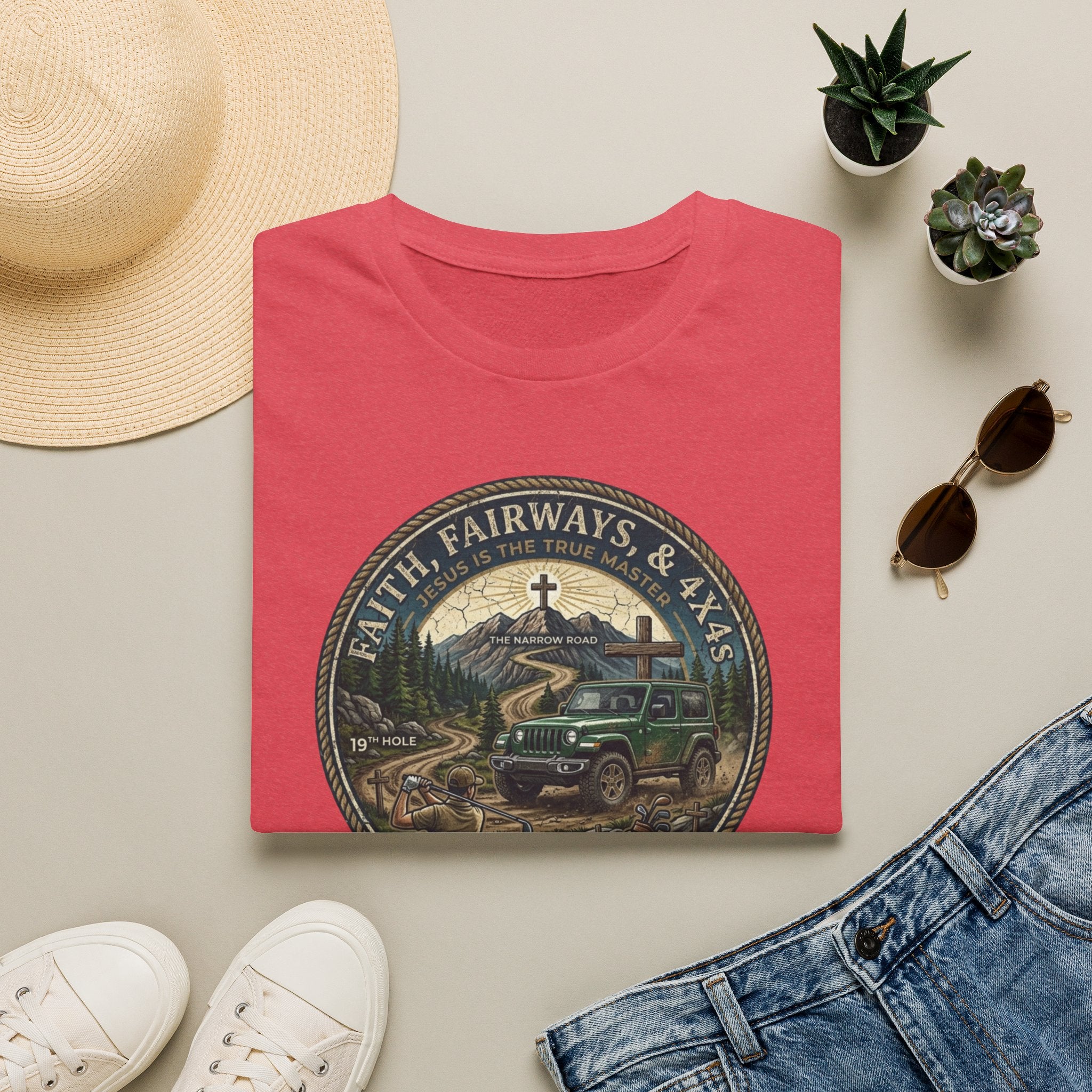 Faith, Fairways & 4x4s Graphic Tee — Outdoor Christian Adventure T-Shirt