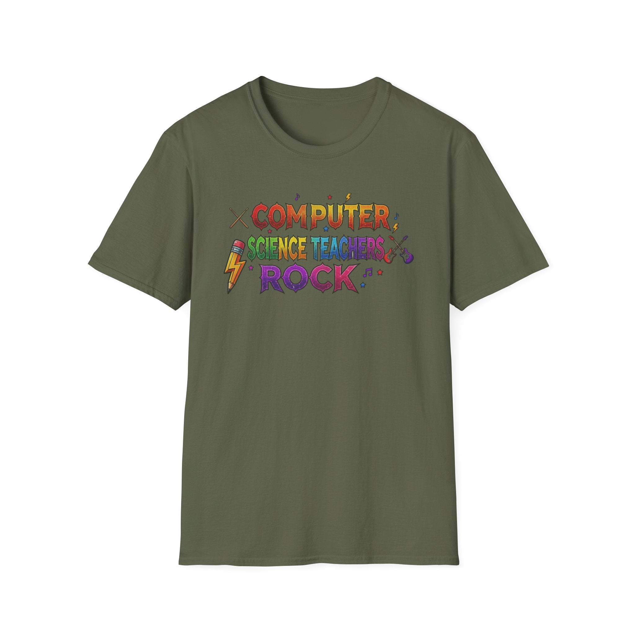 Computer Science Teachers Rock T-Shirt — Colorful Retro Teacher Appreciation Tee