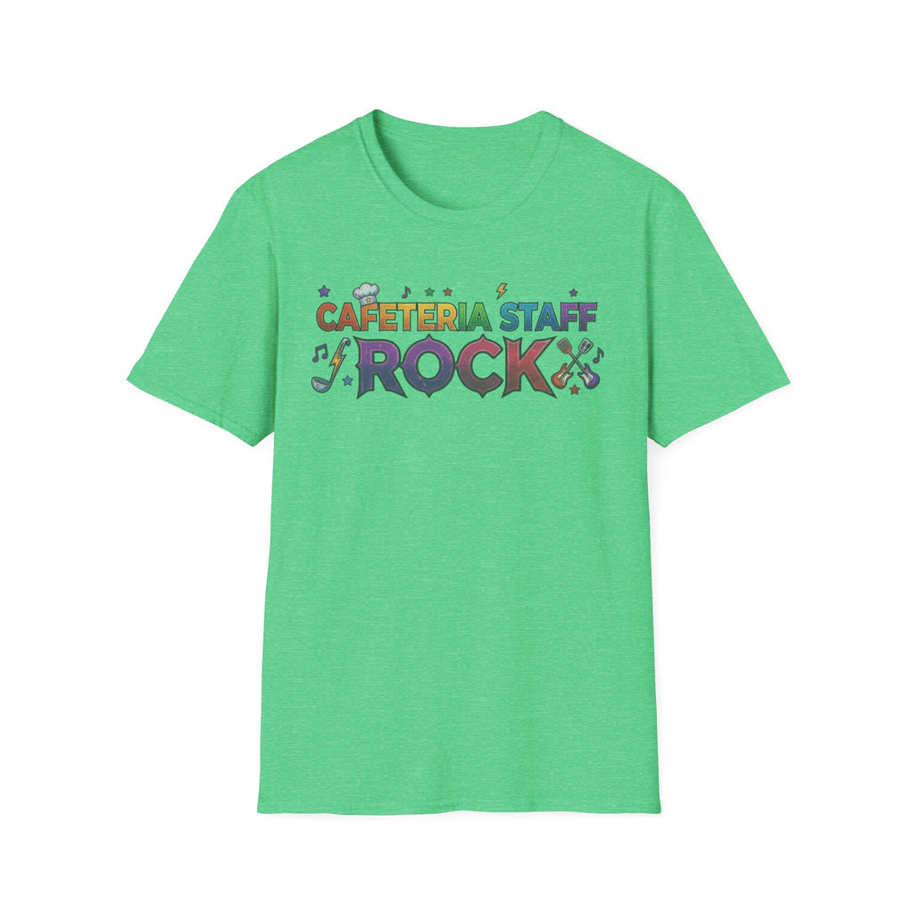 Cafeteria Staff Rock T-Shirt — Retro Rainbow School Lunch Crew Tee