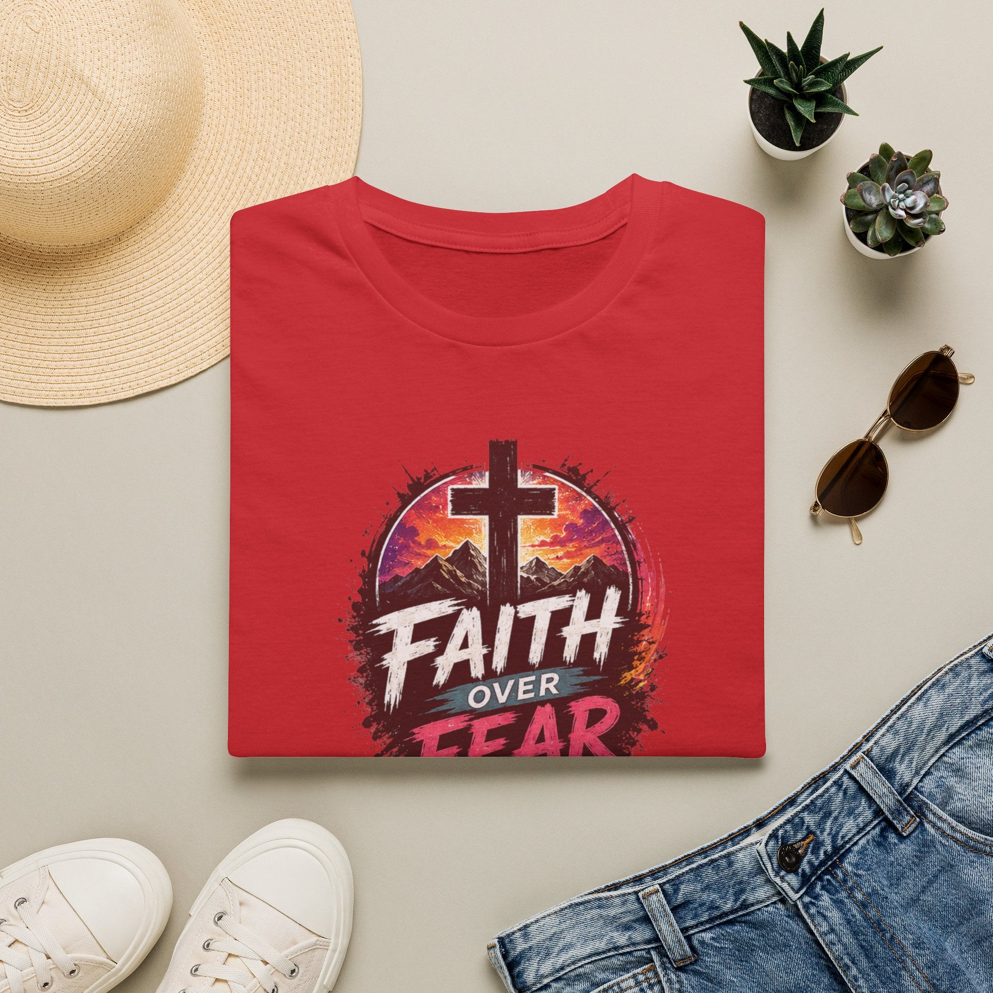 Faith Over Fear T‑Shirt — Christian Cross Inspirational Tee