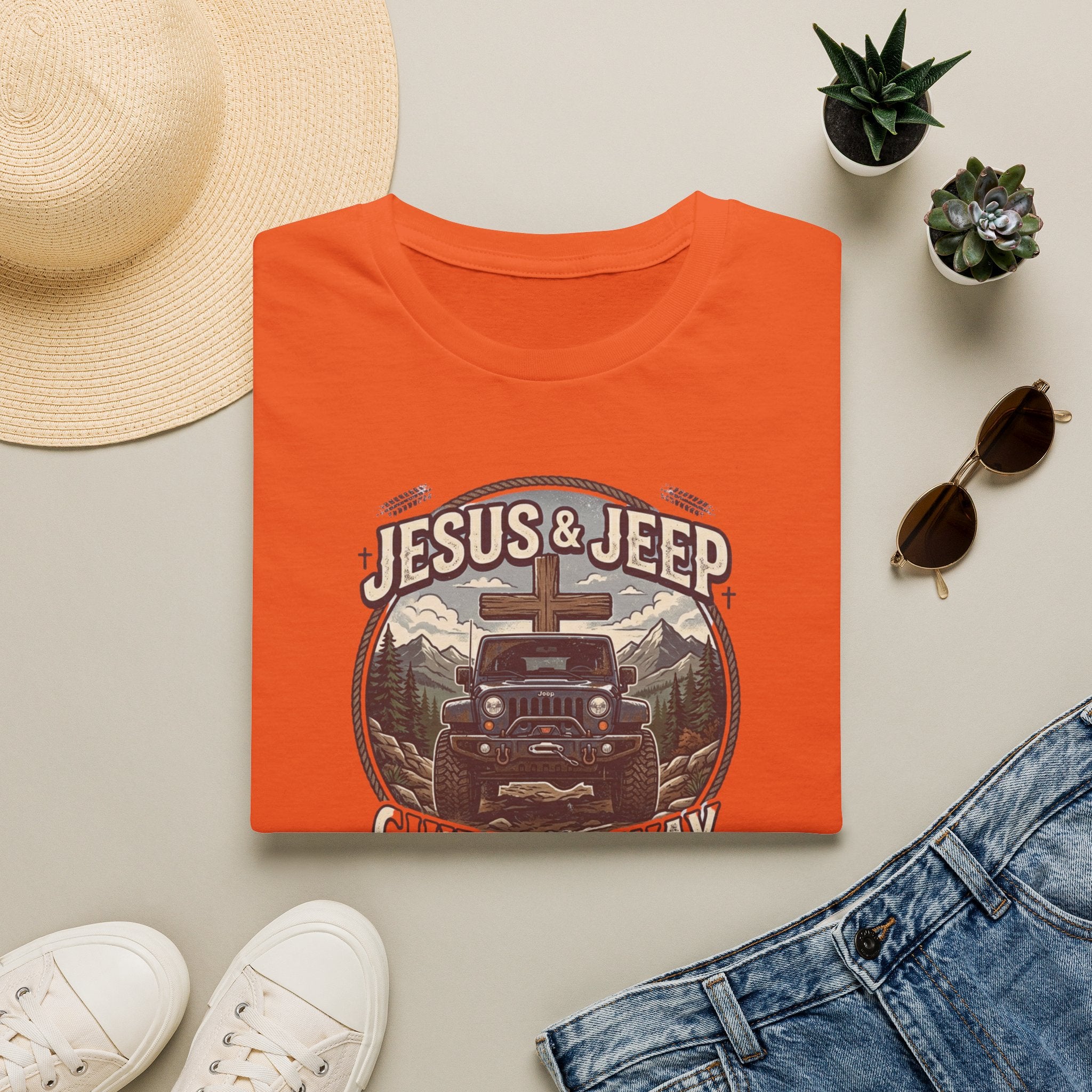 Jesus & Jeep T‑Shirt — Christian Off‑Road Faith Tee ("Jesus & Jeep Guide My Way")