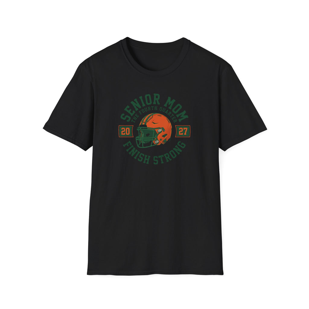 Senior Mom 2027 Football Helmet Tee — Finish Strong Mom Shirt