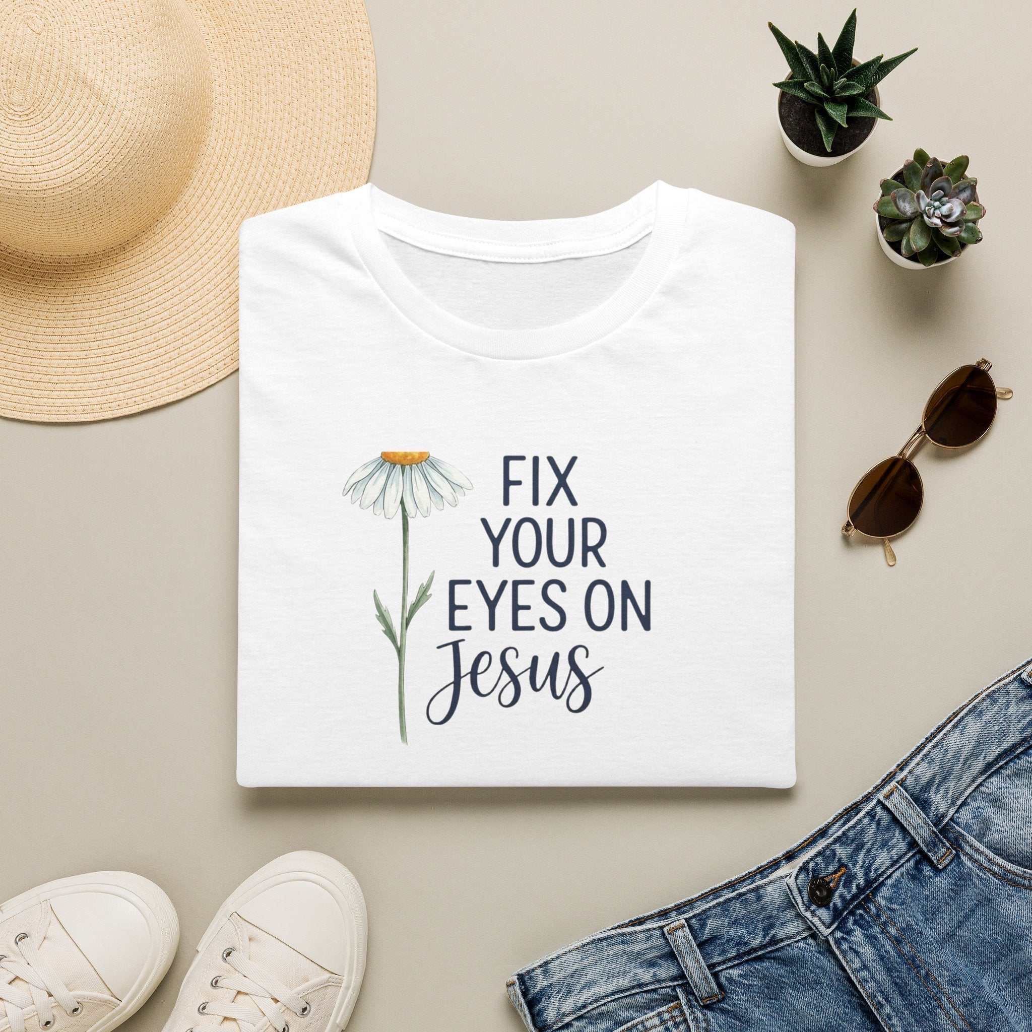“Fix Your Eyes on Jesus” Daisy Christian Tee