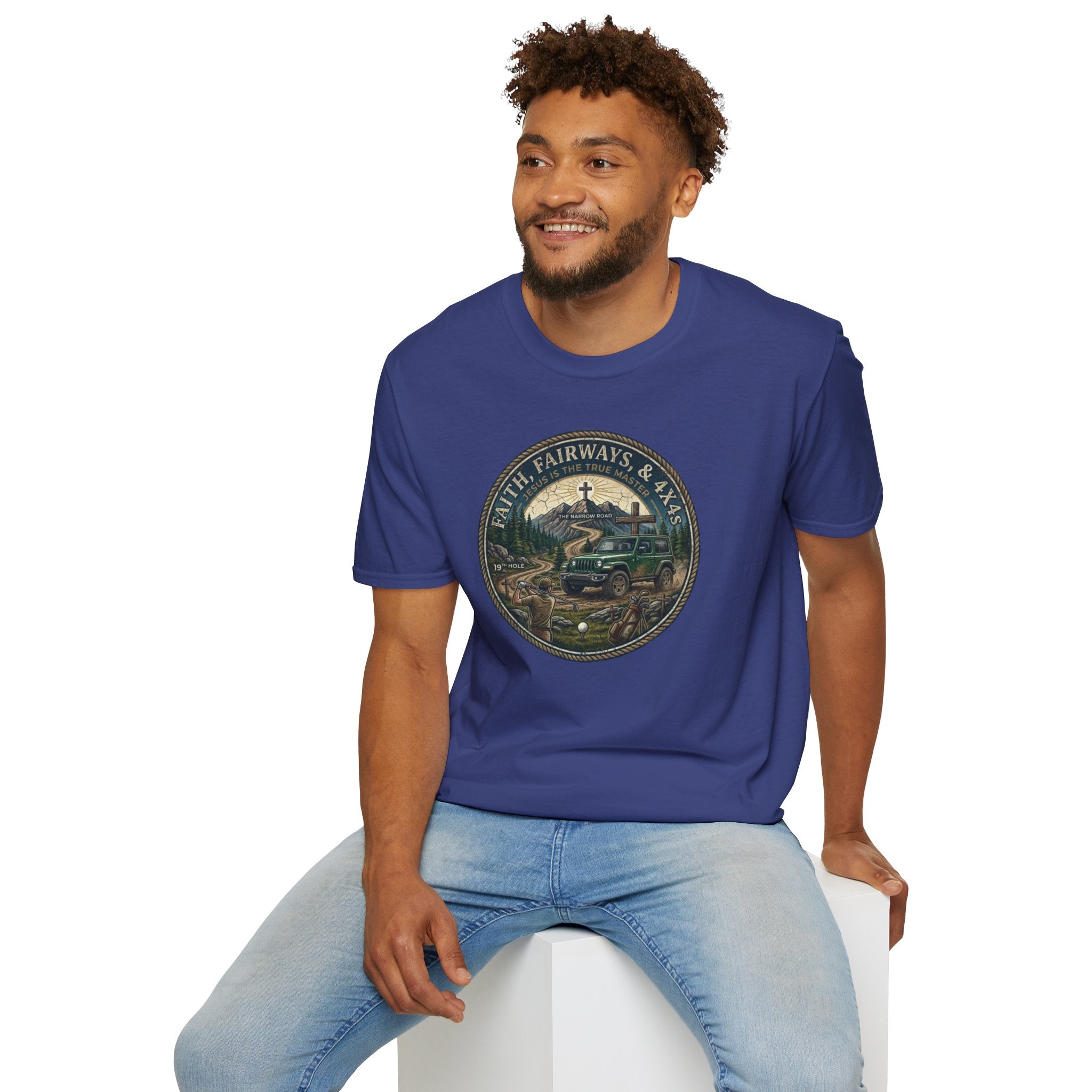 Faith, Fairways & 4x4s Graphic Tee — Outdoor Christian Adventure T-Shirt