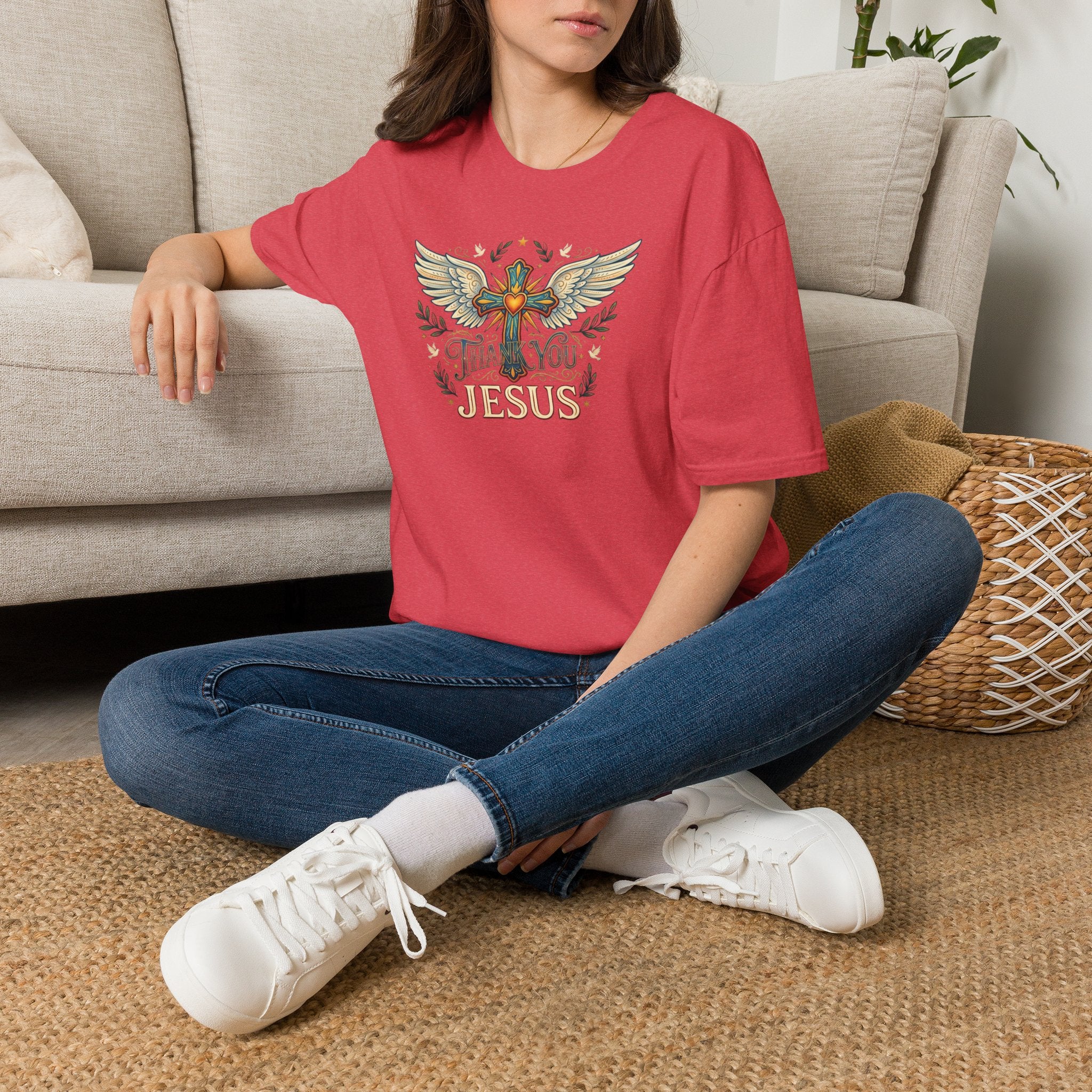 Thank You Jesus T-Shirt — Winged Cross Christian Faith Tee
