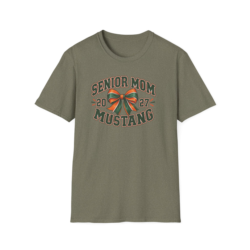 Senior Mom 2027 Mustang T-Shirt — Graduation Cheer Mom Shirt