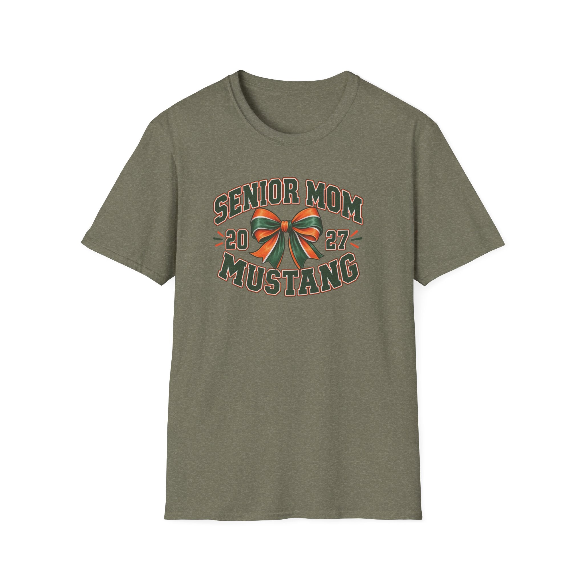 Senior Mom 2027 Mustang T-Shirt — Graduation Cheer Mom Shirt
