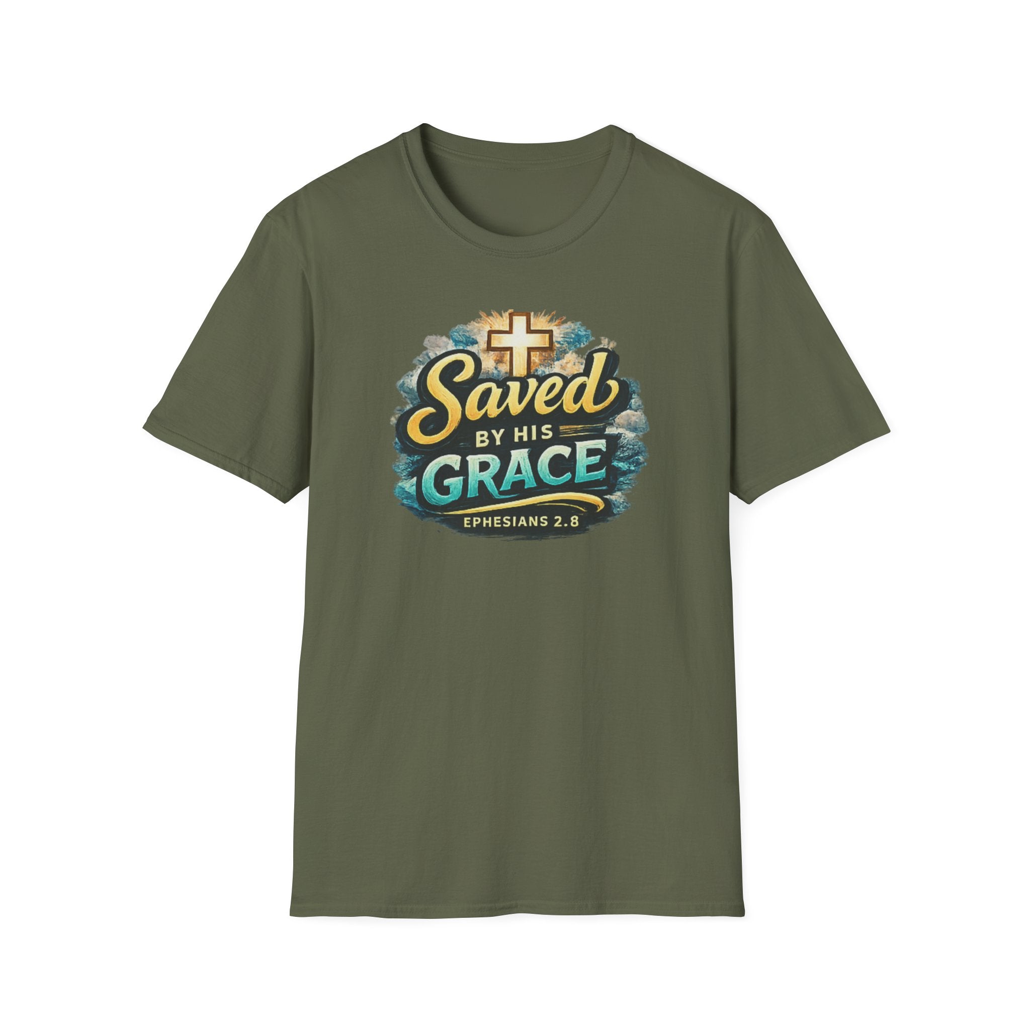 T-Shirt — "Saved by His Grace" Christian Faith Tee