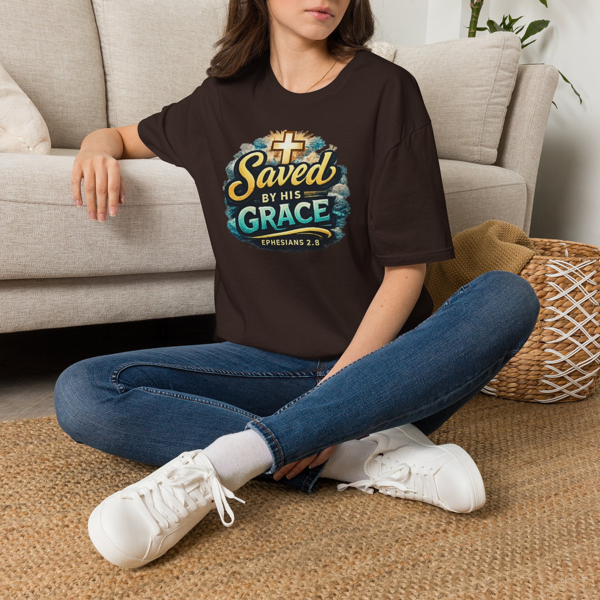 T-Shirt — "Saved by His Grace" Christian Faith Tee