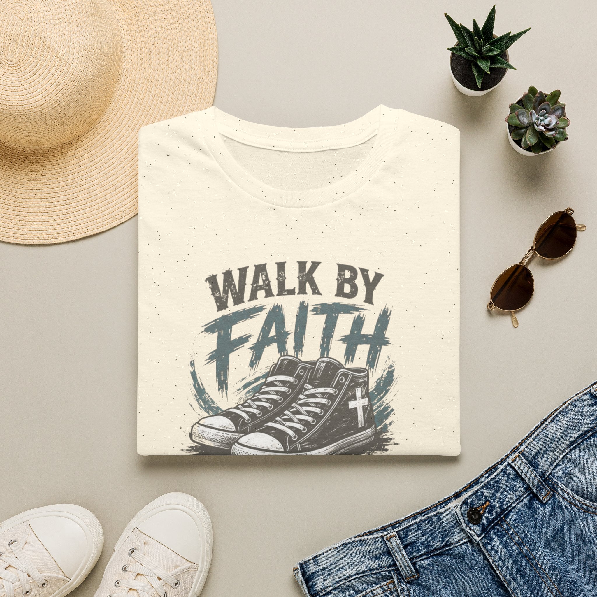 Walk by Faith T-Shirt — Christian Faith Graphic Tee (2 Corinthians 5:7)