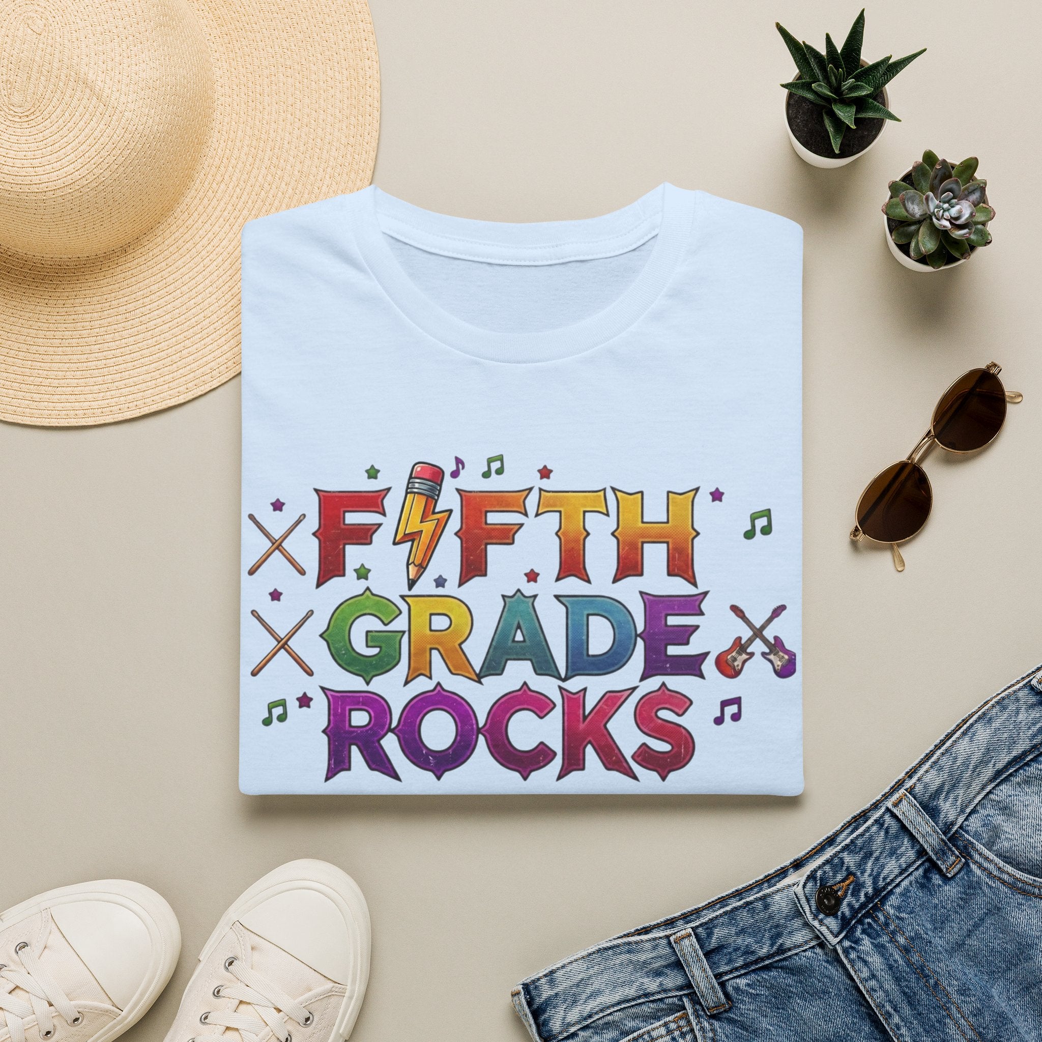 Fifth Grade Rocks T-Shirt — Colorful Back-to-School Teacher & Student Tee