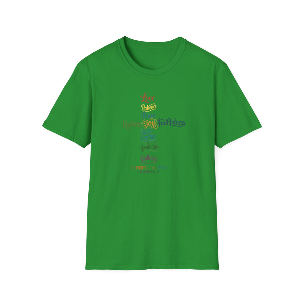 Christian Cross Word Art T-Shirt — Fruits of the Spirit Faith Tee