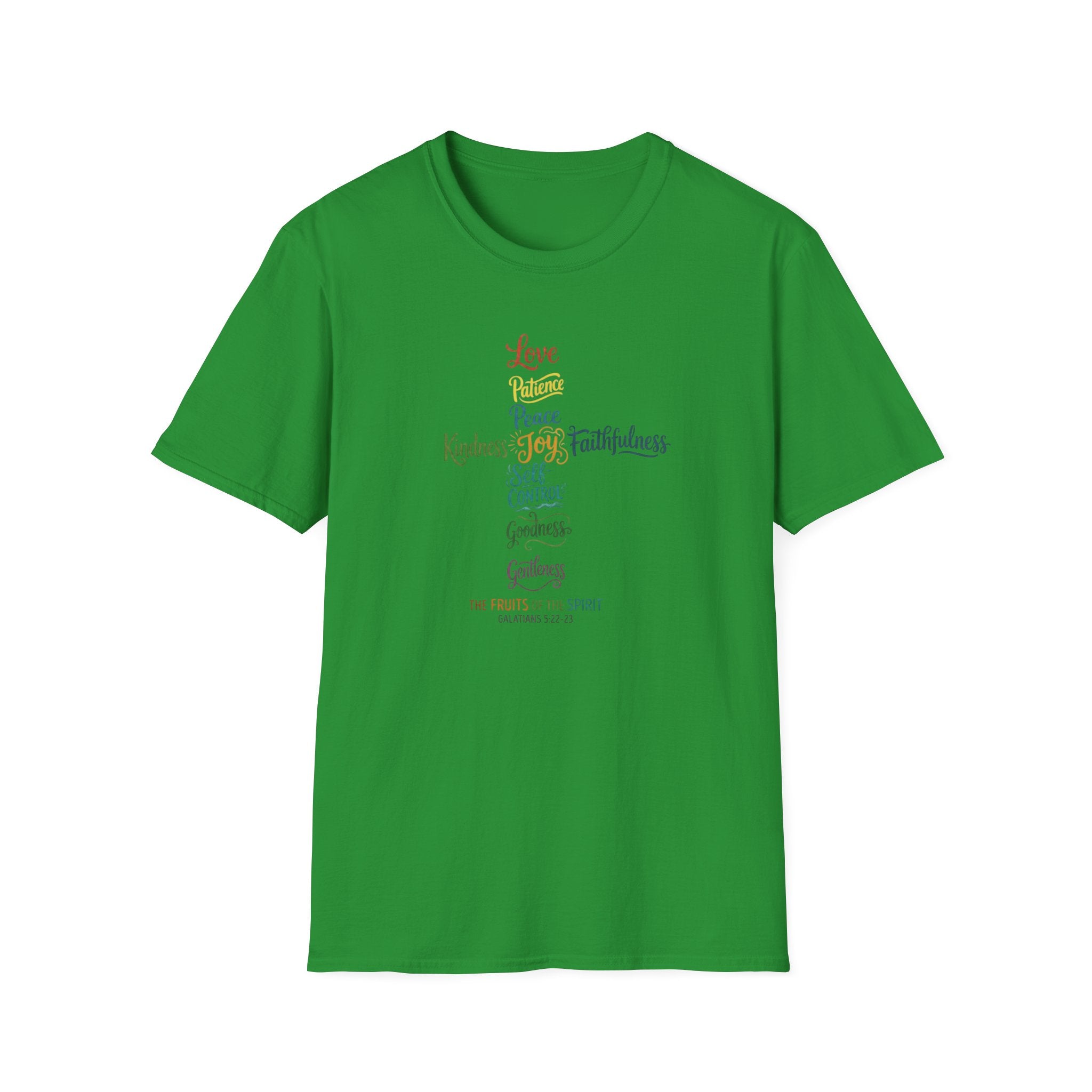 Christian Cross Word Art T-Shirt — Fruits of the Spirit Faith Tee