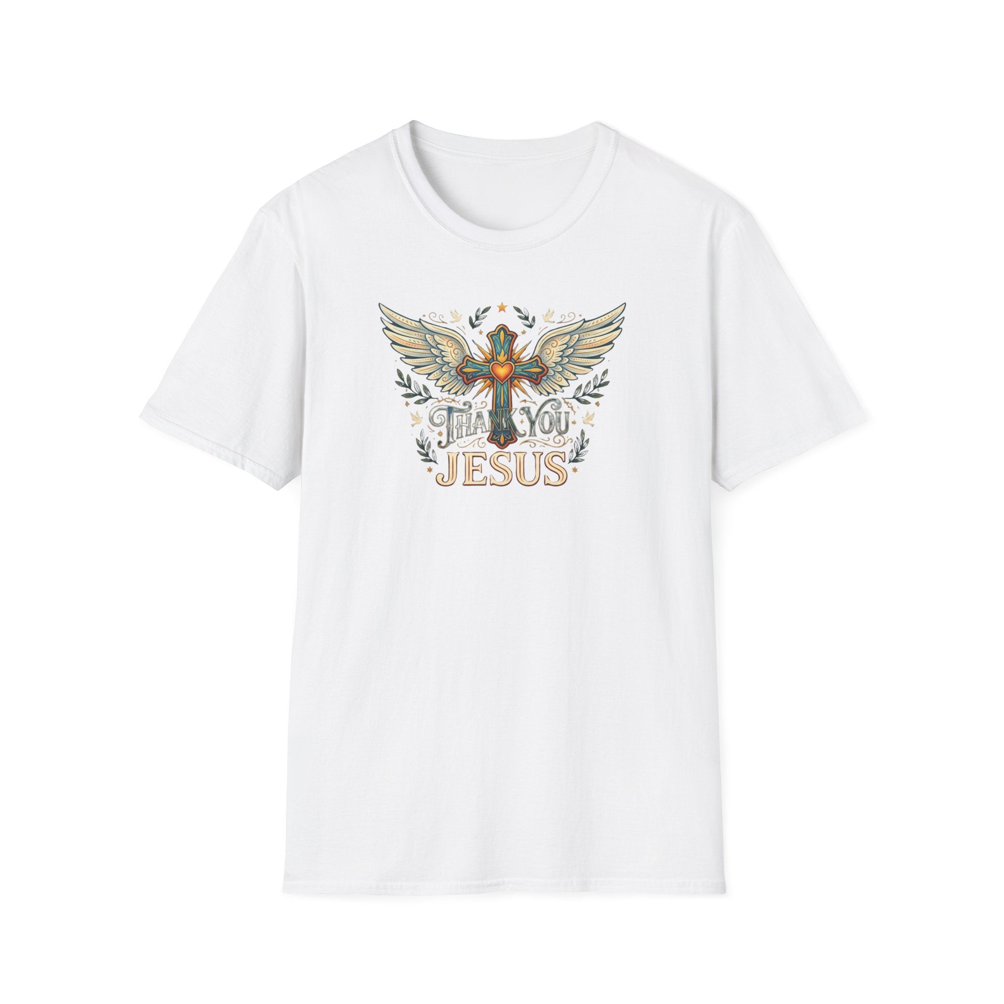Thank You Jesus T-Shirt — Winged Cross Christian Faith Tee