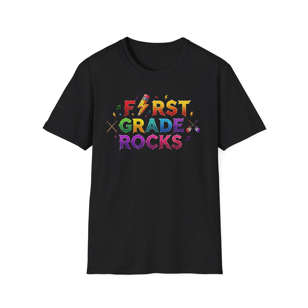 First Grade Rocks T-Shirt — Colorful Back-to-School Tee for Teachers & Students