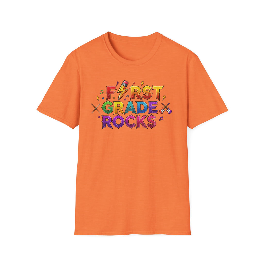 First Grade Rocks T-Shirt — Colorful Back-to-School Tee for Teachers & Students