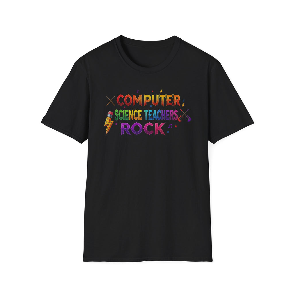 Computer Science Teachers Rock T-Shirt — Colorful Retro Teacher Appreciation Tee