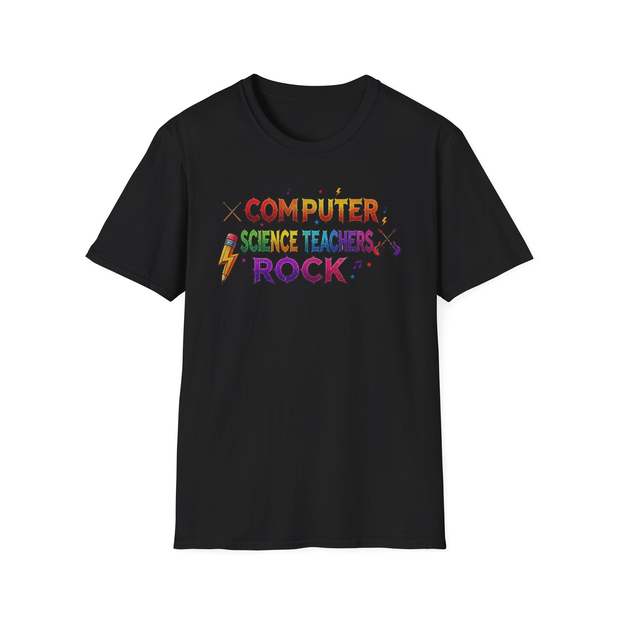 Computer Science Teachers Rock T-Shirt — Colorful Retro Teacher Appreciation Tee