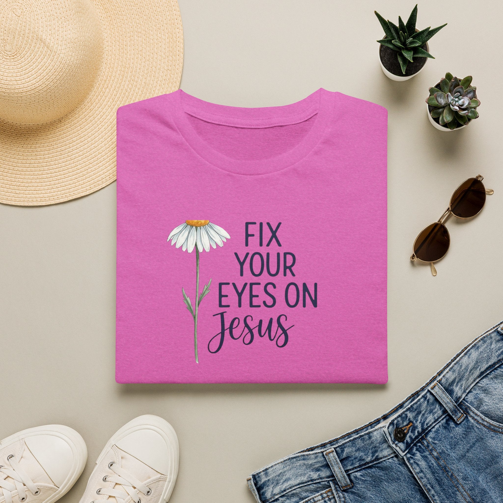 “Fix Your Eyes on Jesus” Daisy Christian Tee