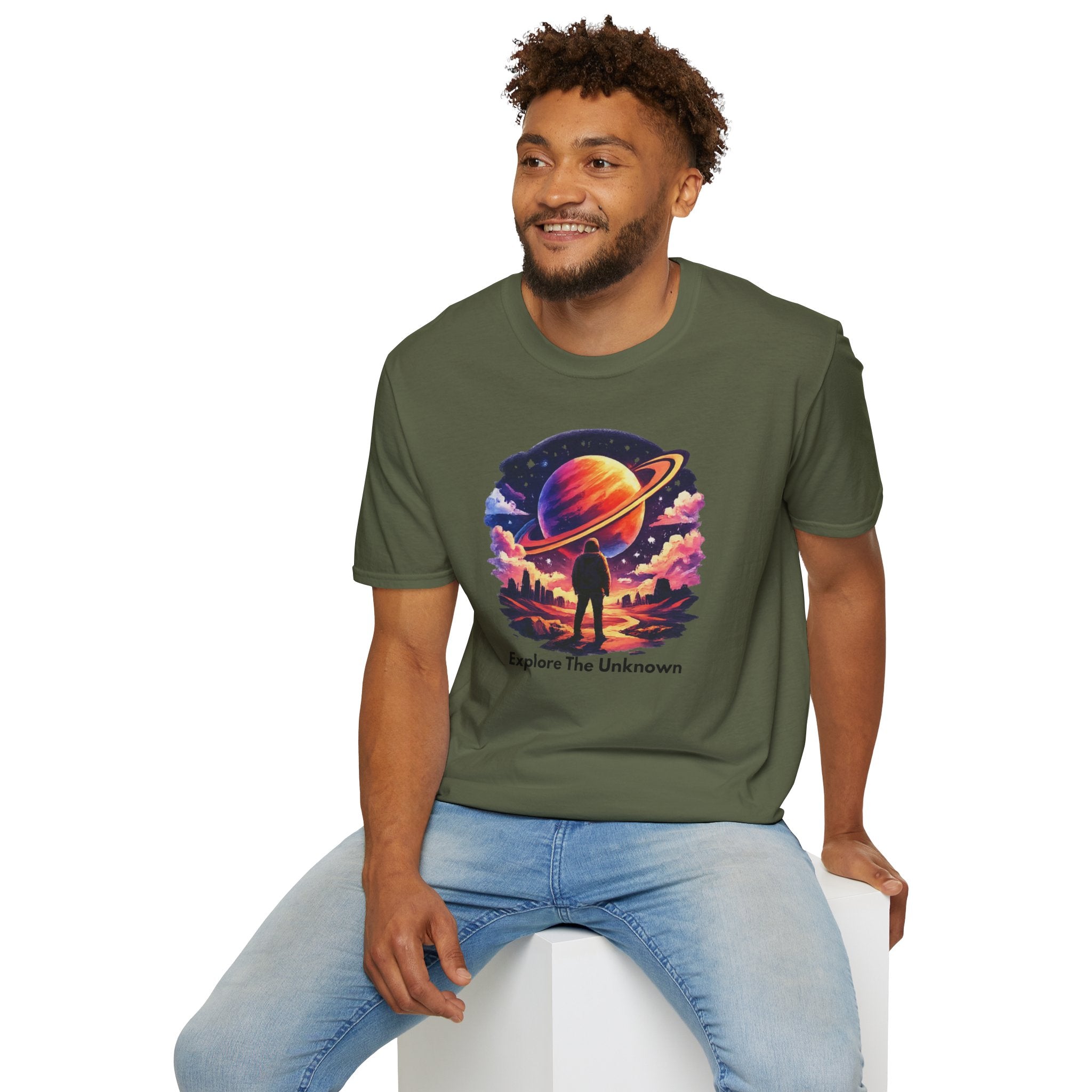 Explore The Unknown T‑Shirt — Cosmic Planet Graphic Tee