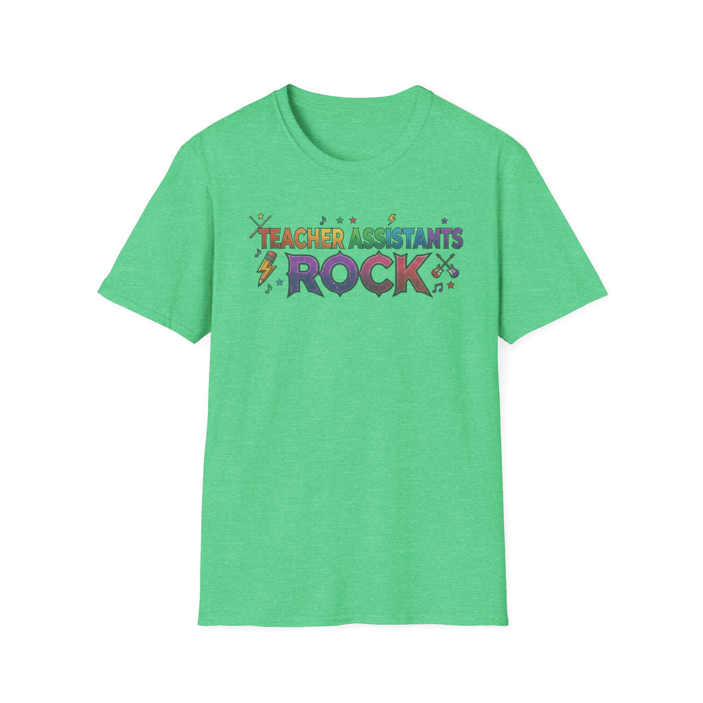 Teacher Assistants Rock T-Shirt — Colorful Retro School Support Staff Tee