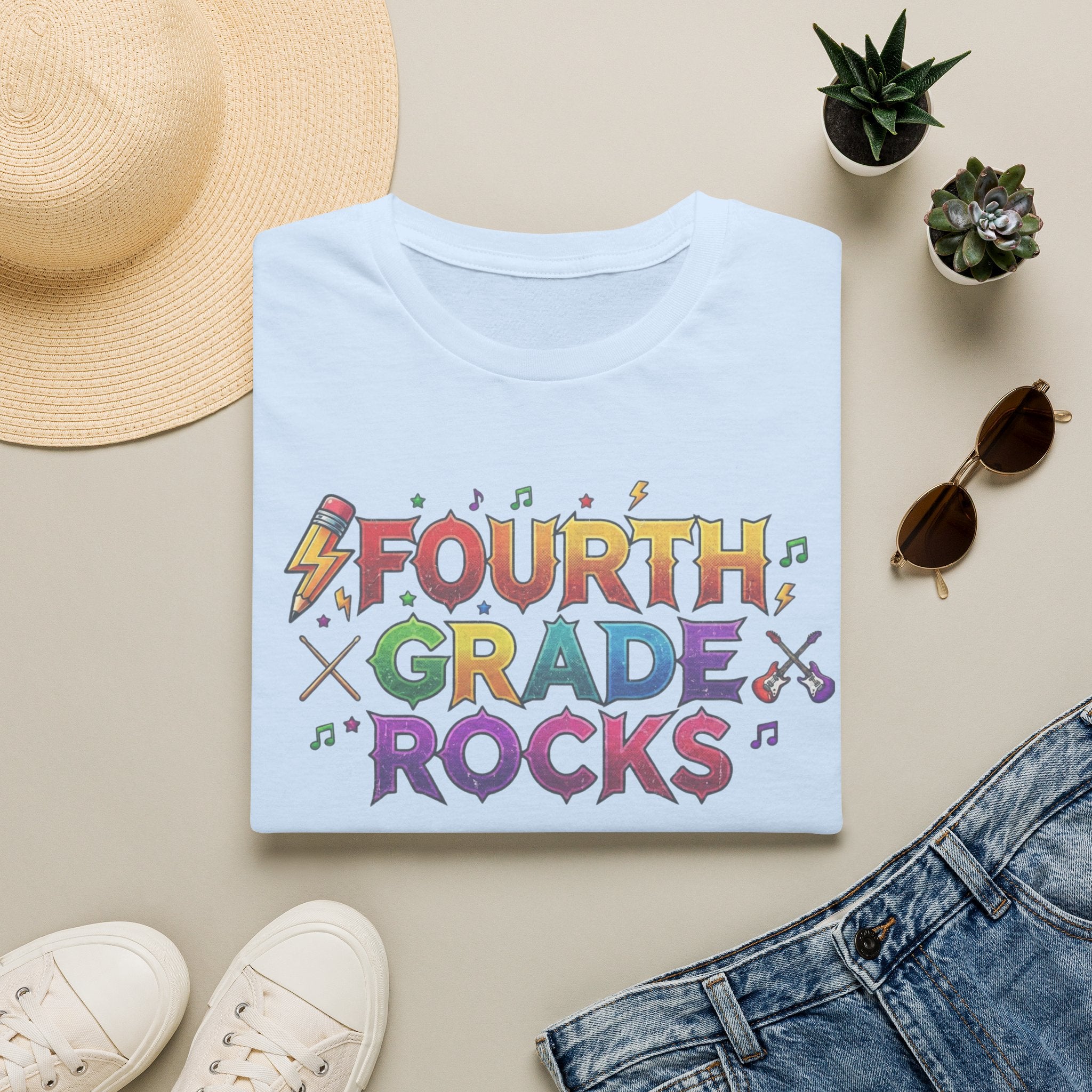 Fourth Grade Rocks T-Shirt — Colorful Teacher/Student Appreciation Tee