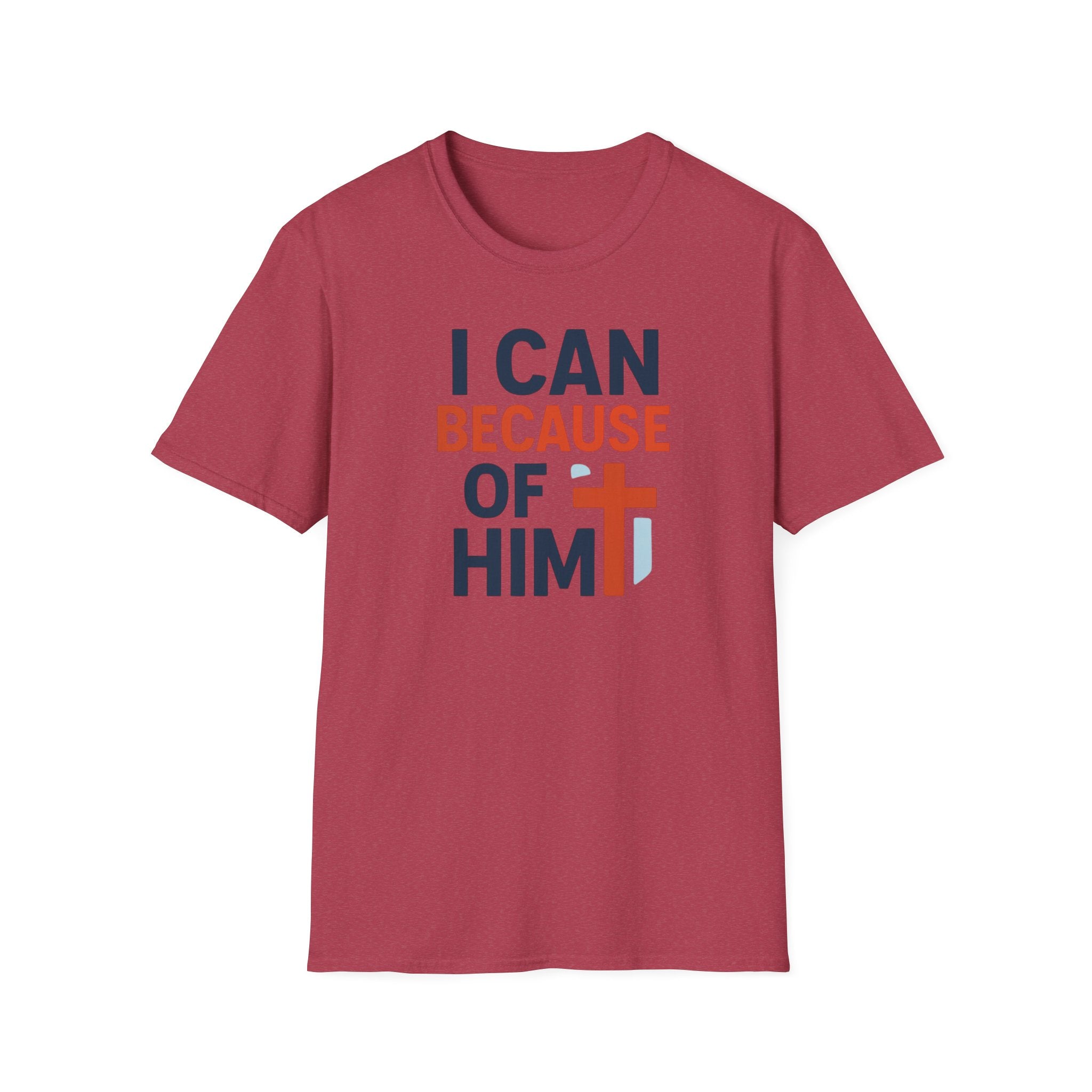 I Can Because of Him T-Shirt – Christian Faith Cross Tee
