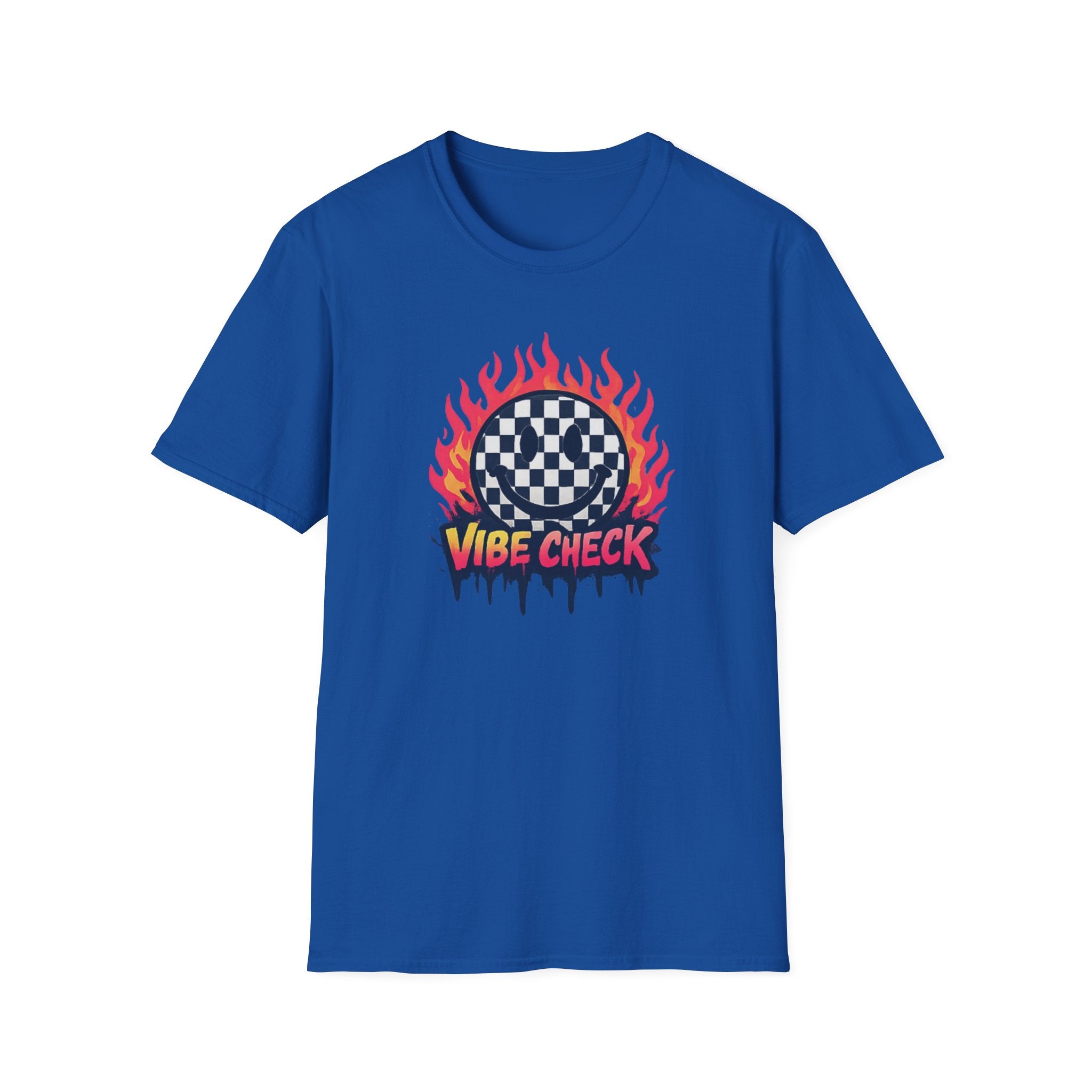 Vibe Check Graphic T-Shirt — Checkerboard Flame Design