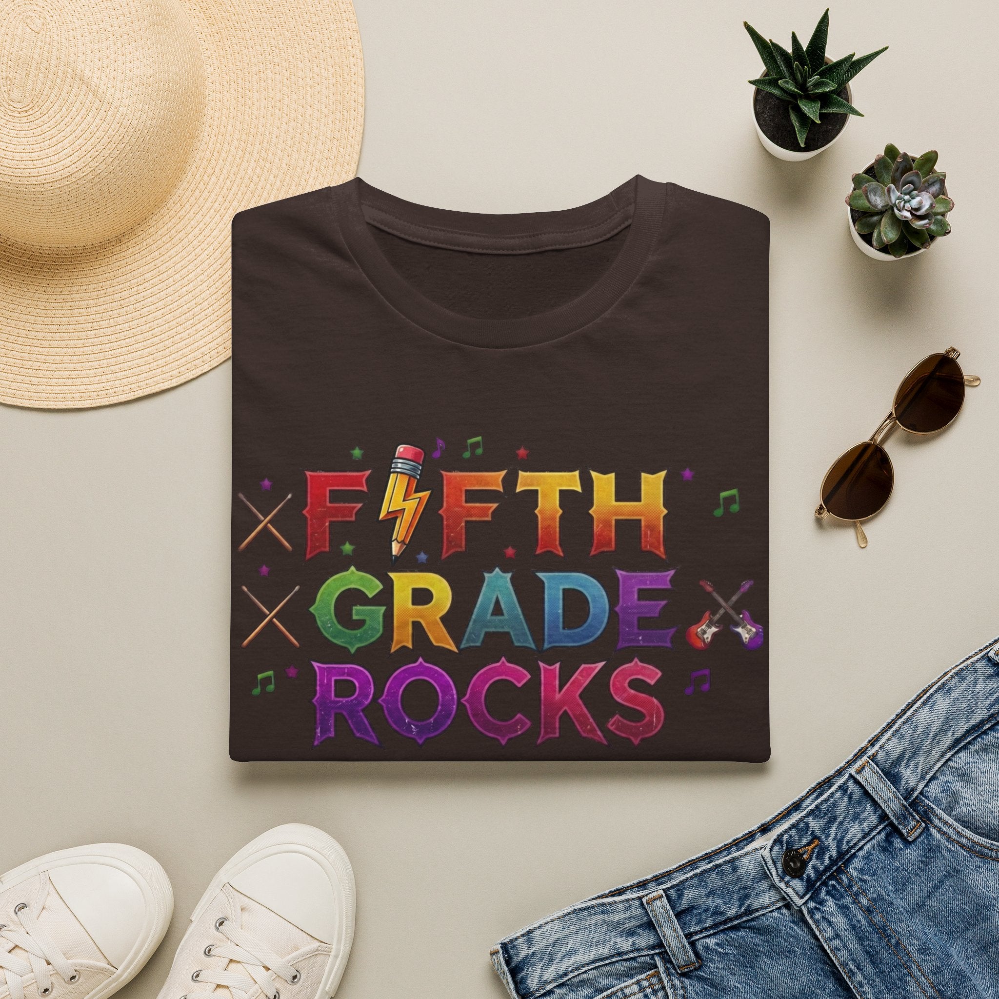 Fifth Grade Rocks T-Shirt — Colorful Back-to-School Teacher & Student Tee