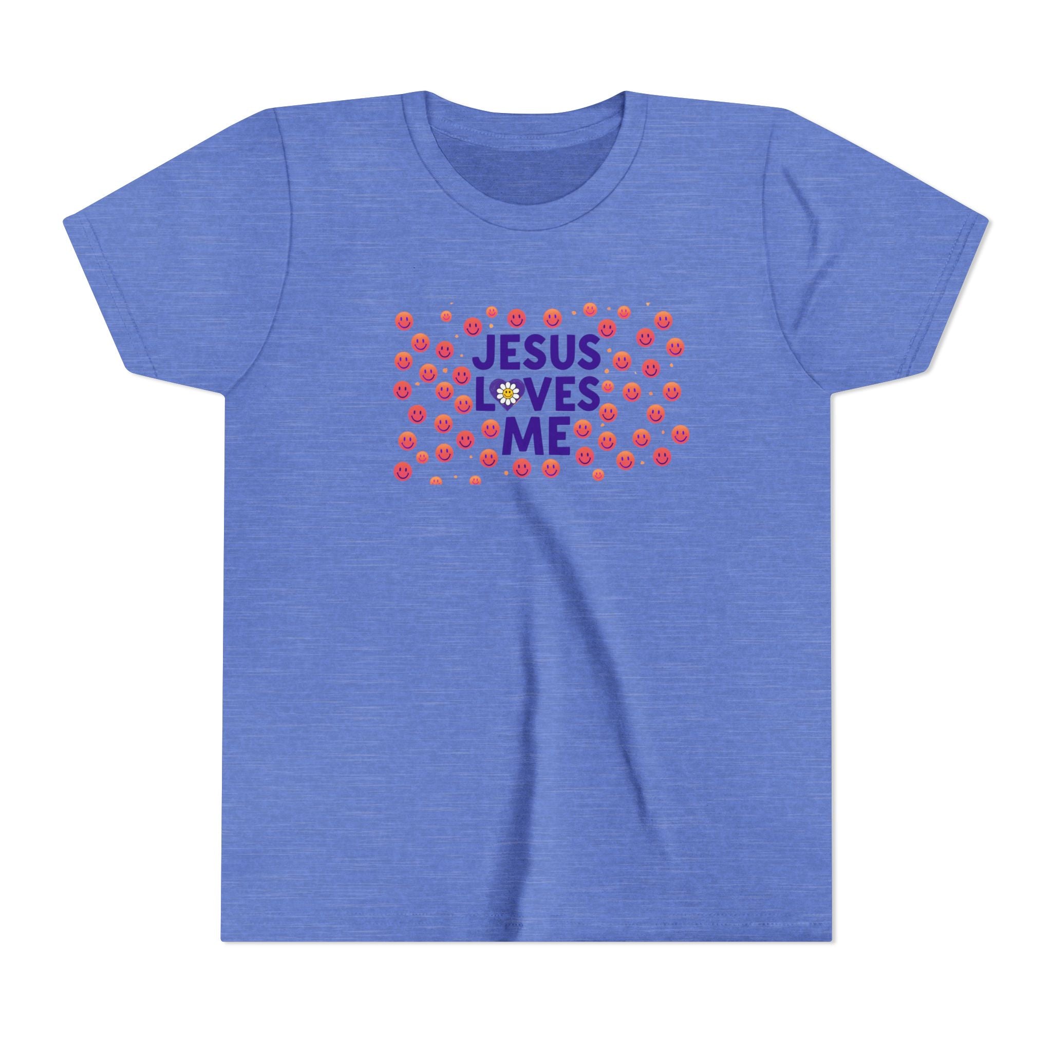 Youth Tee - "Jesus Loves Me" Colorful Dot Christian Kids Shirt
