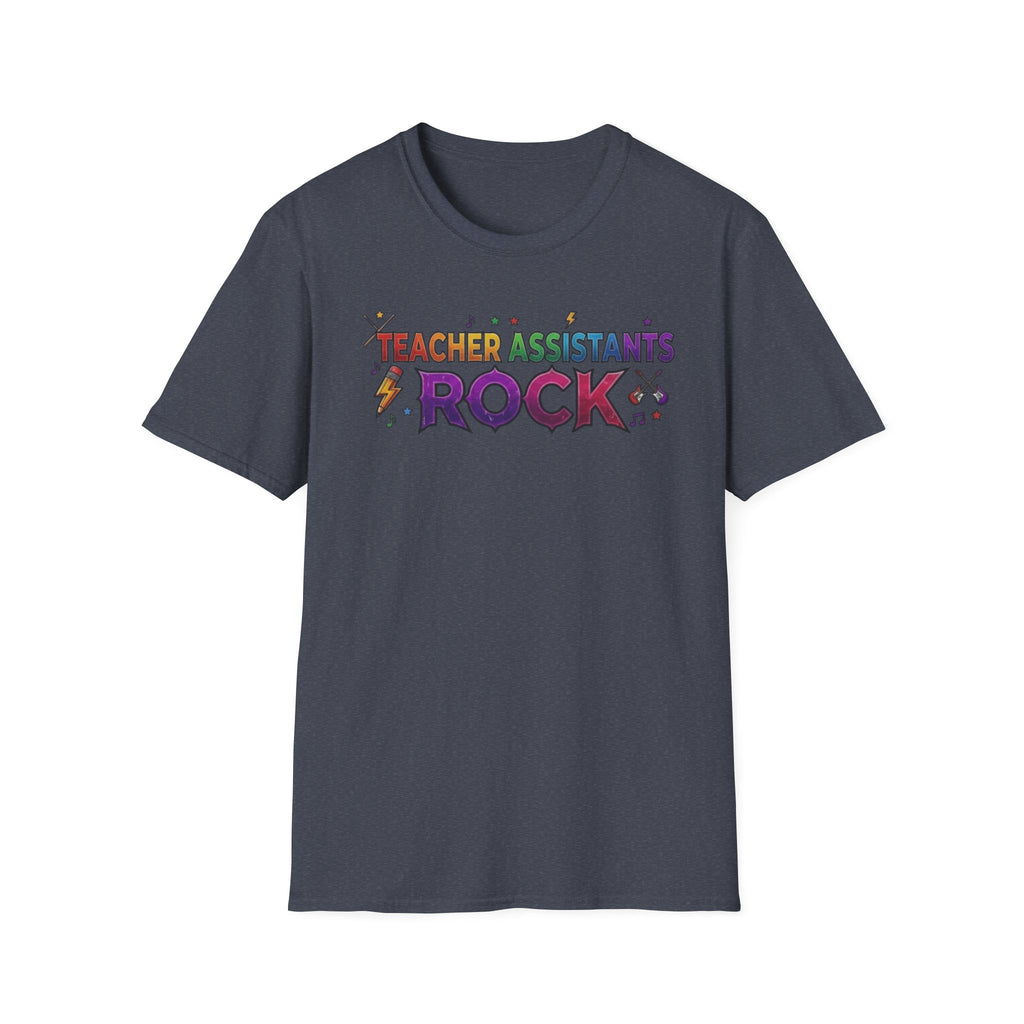 Teacher Assistants Rock T-Shirt — Colorful Retro School Support Staff Tee