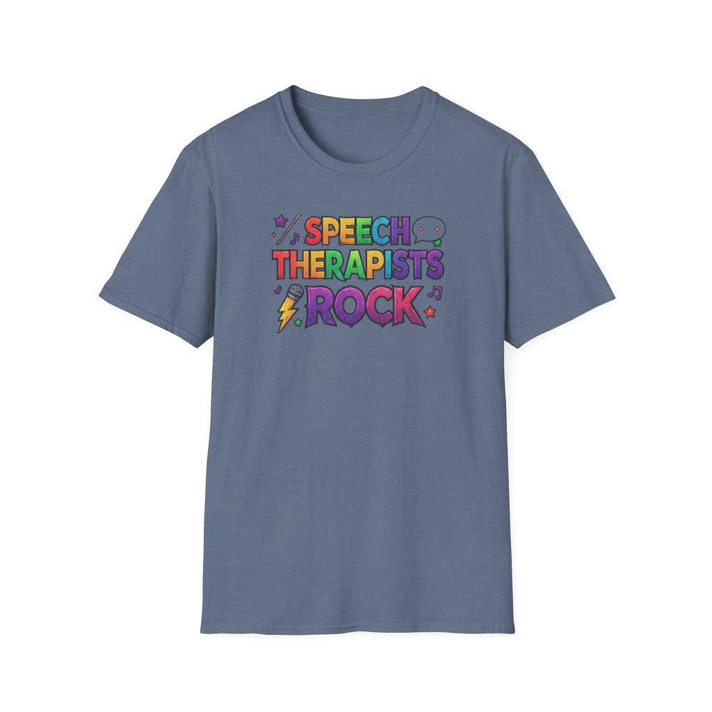 Speech Therapists Rock T-Shirt — Colorful Retro Graphic Tee for SLPs