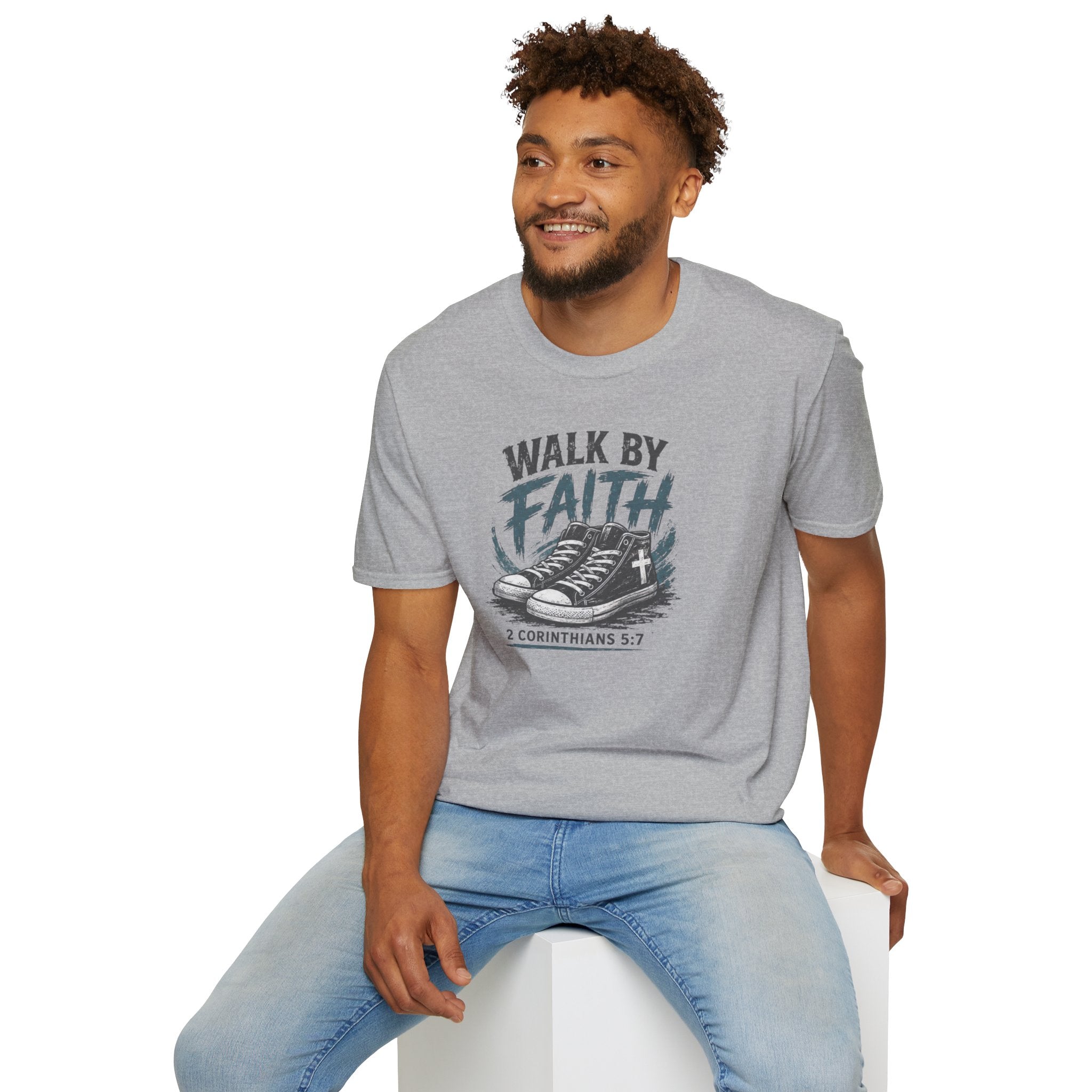Walk by Faith T-Shirt — Christian Faith Graphic Tee (2 Corinthians 5:7)