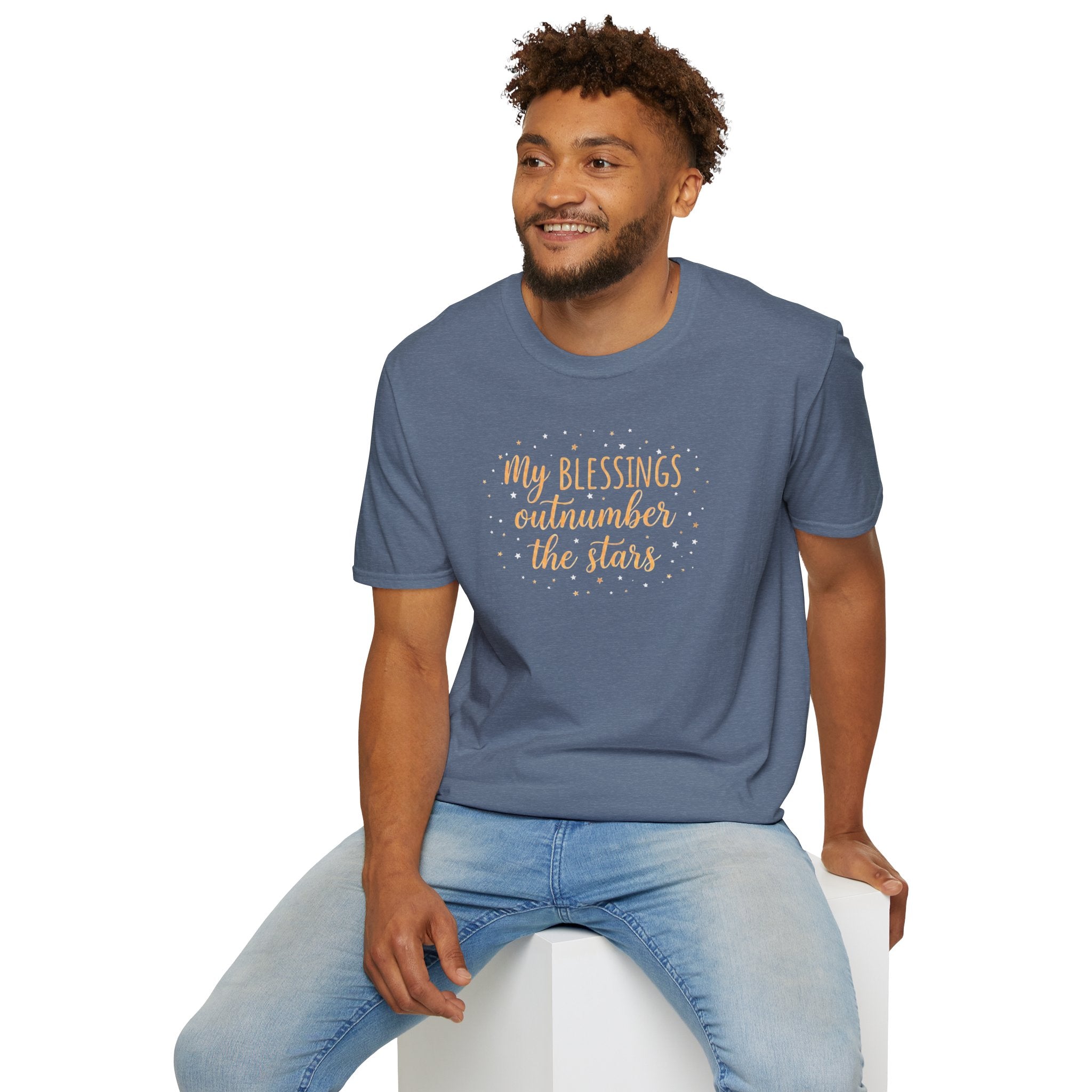 T-Shirt — “My Blessings Outnumber the Stars” Inspirational Script Tee
