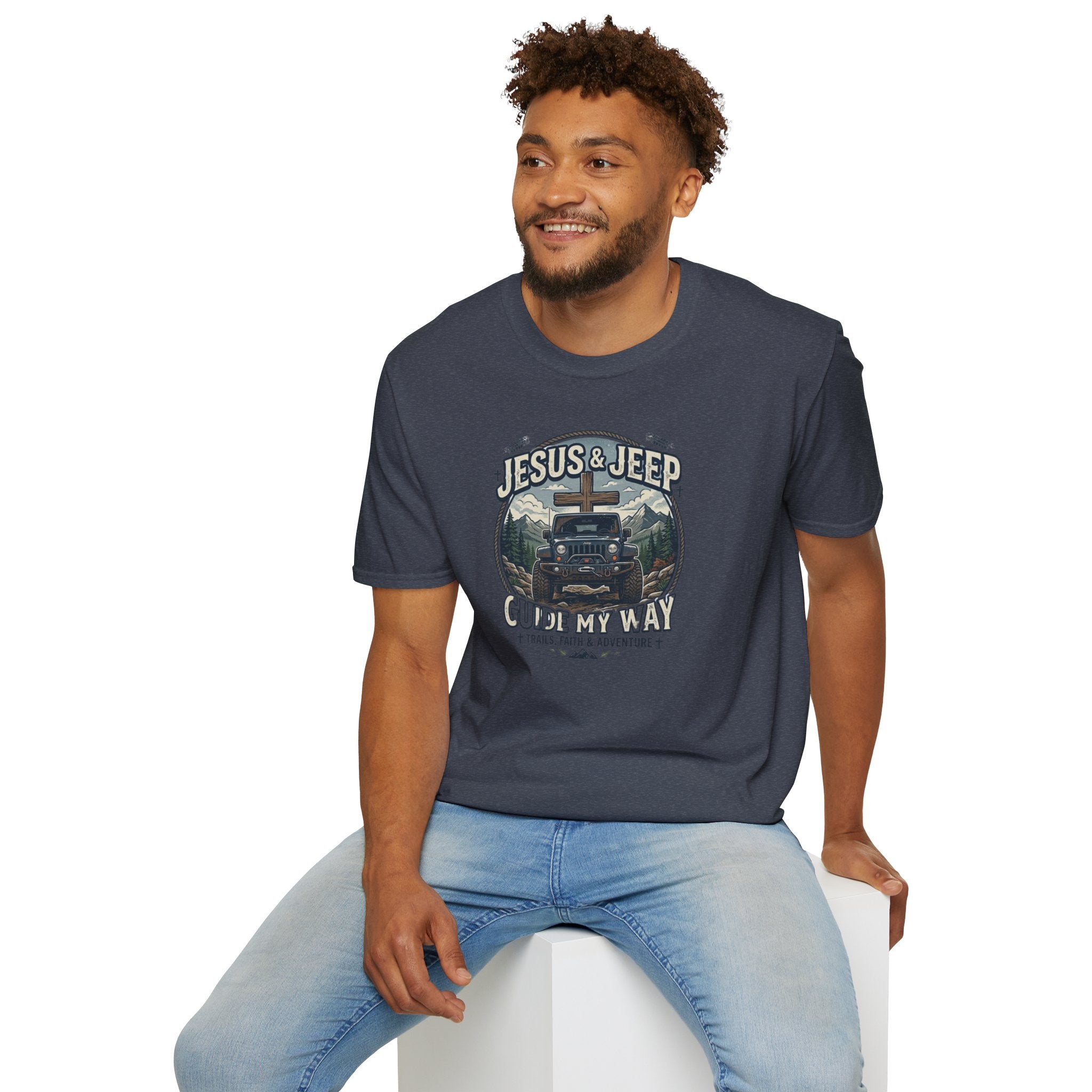 Jesus & Jeep T‑Shirt — Christian Off‑Road Faith Tee ("Jesus & Jeep Guide My Way")