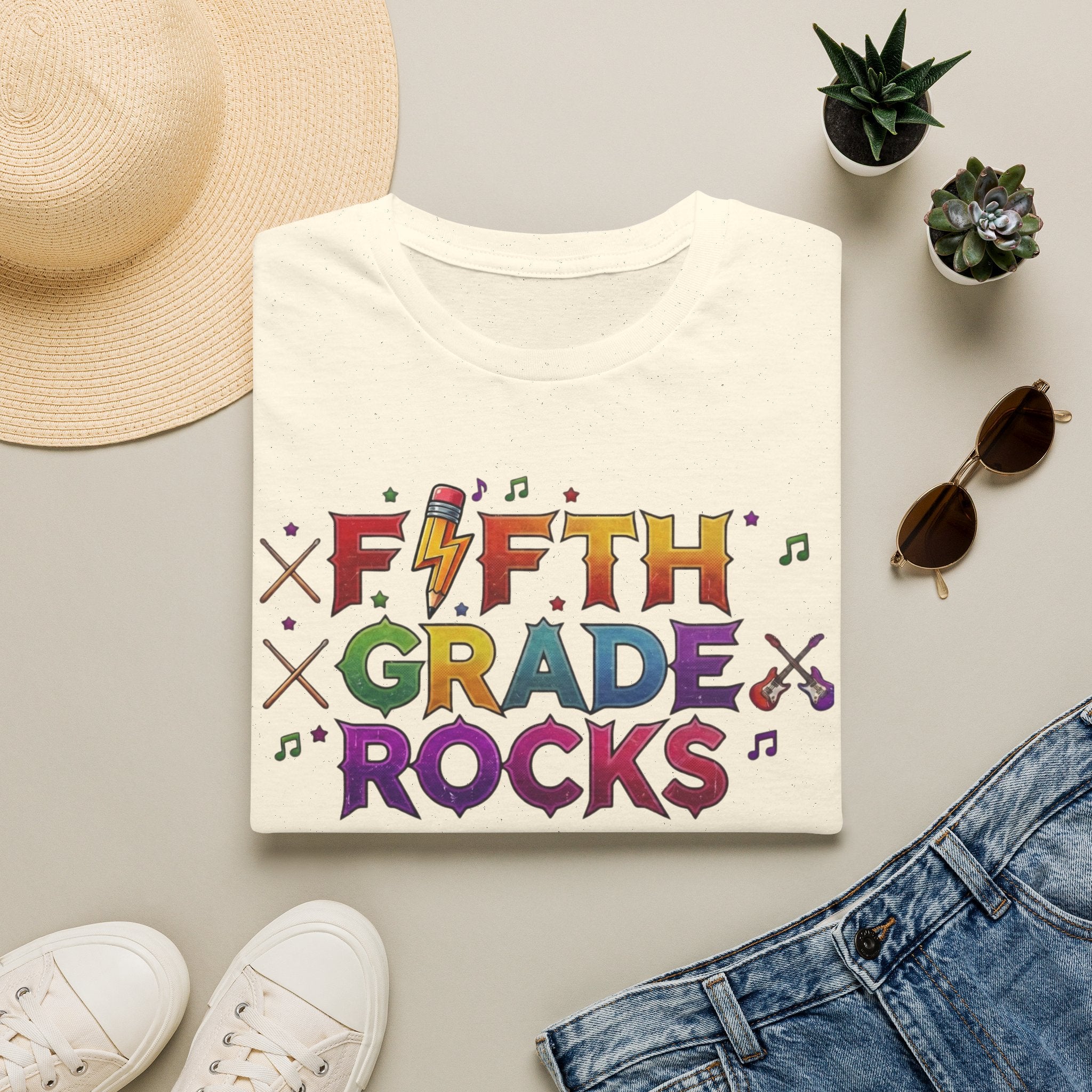 Fifth Grade Rocks T-Shirt — Colorful Back-to-School Teacher & Student Tee