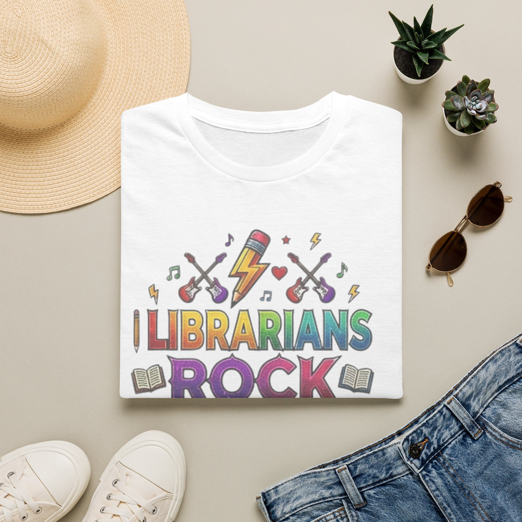 Librarians Rock T-Shirt — Colorful Music & Books Design