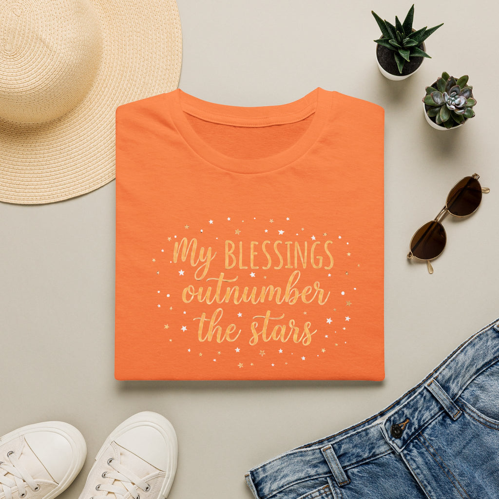 T-Shirt — “My Blessings Outnumber the Stars” Inspirational Script Tee