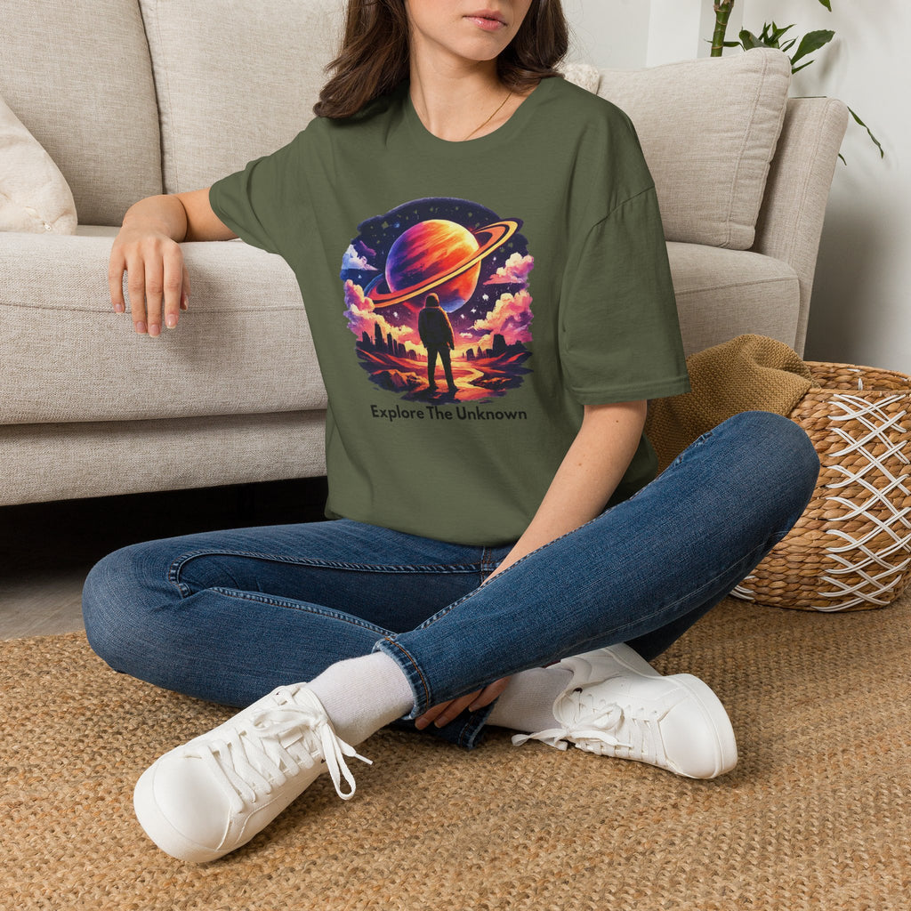 Explore The Unknown T‑Shirt — Cosmic Planet Graphic Tee
