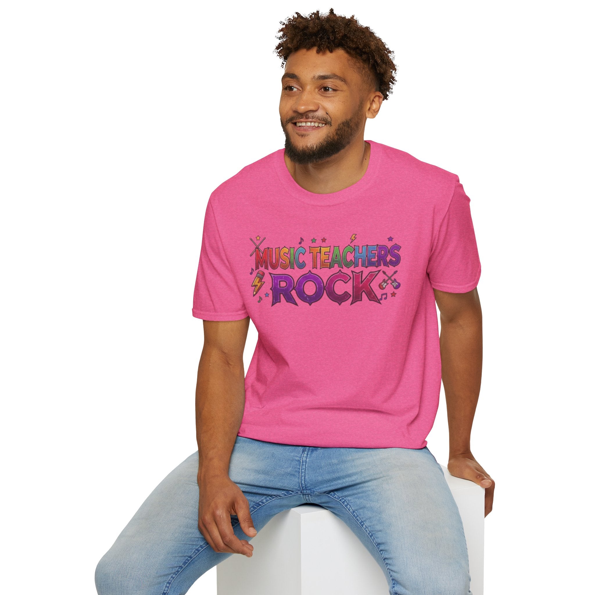 Music Teachers Rock T‑Shirt — Funky Colorful Graphic Tee for Music Educators