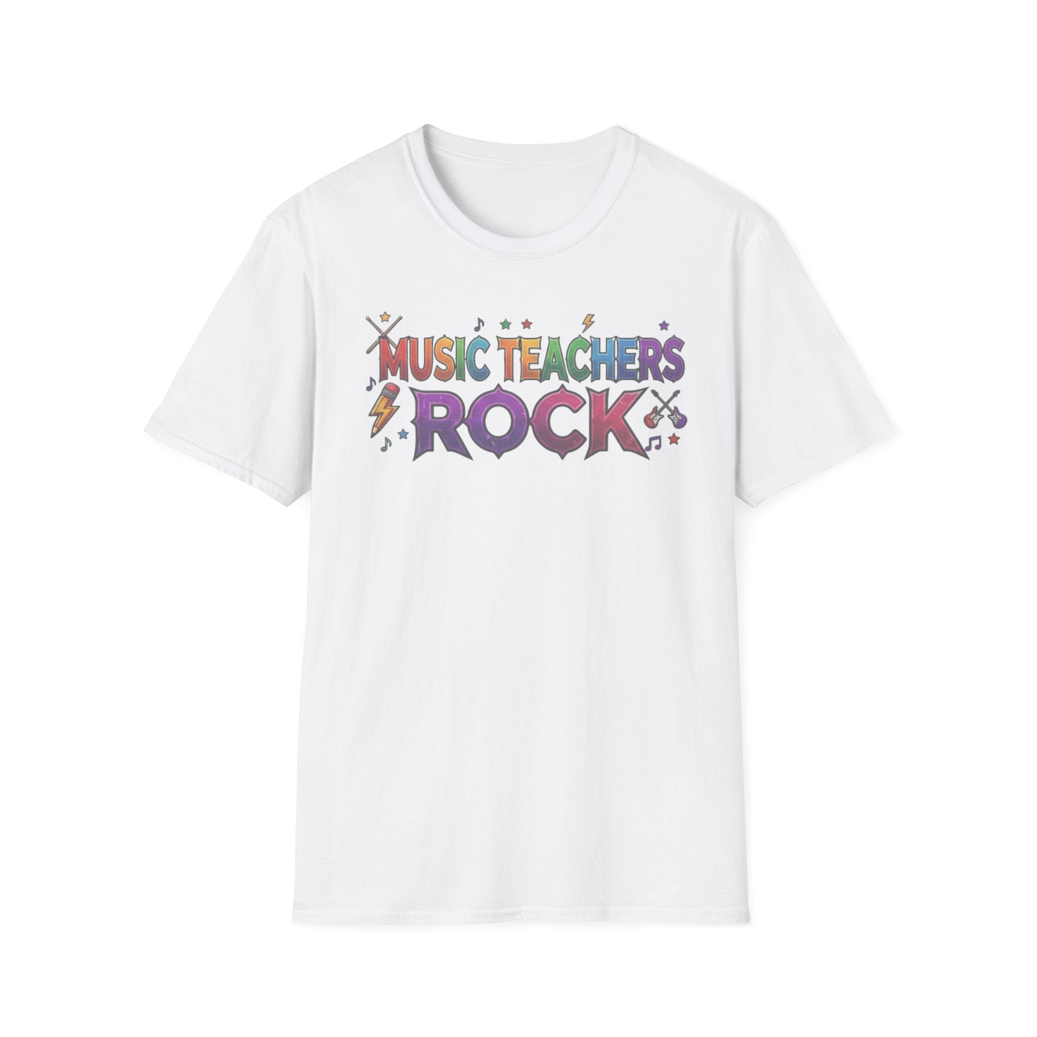Music Teachers Rock T‑Shirt — Funky Colorful Graphic Tee for Music Educators