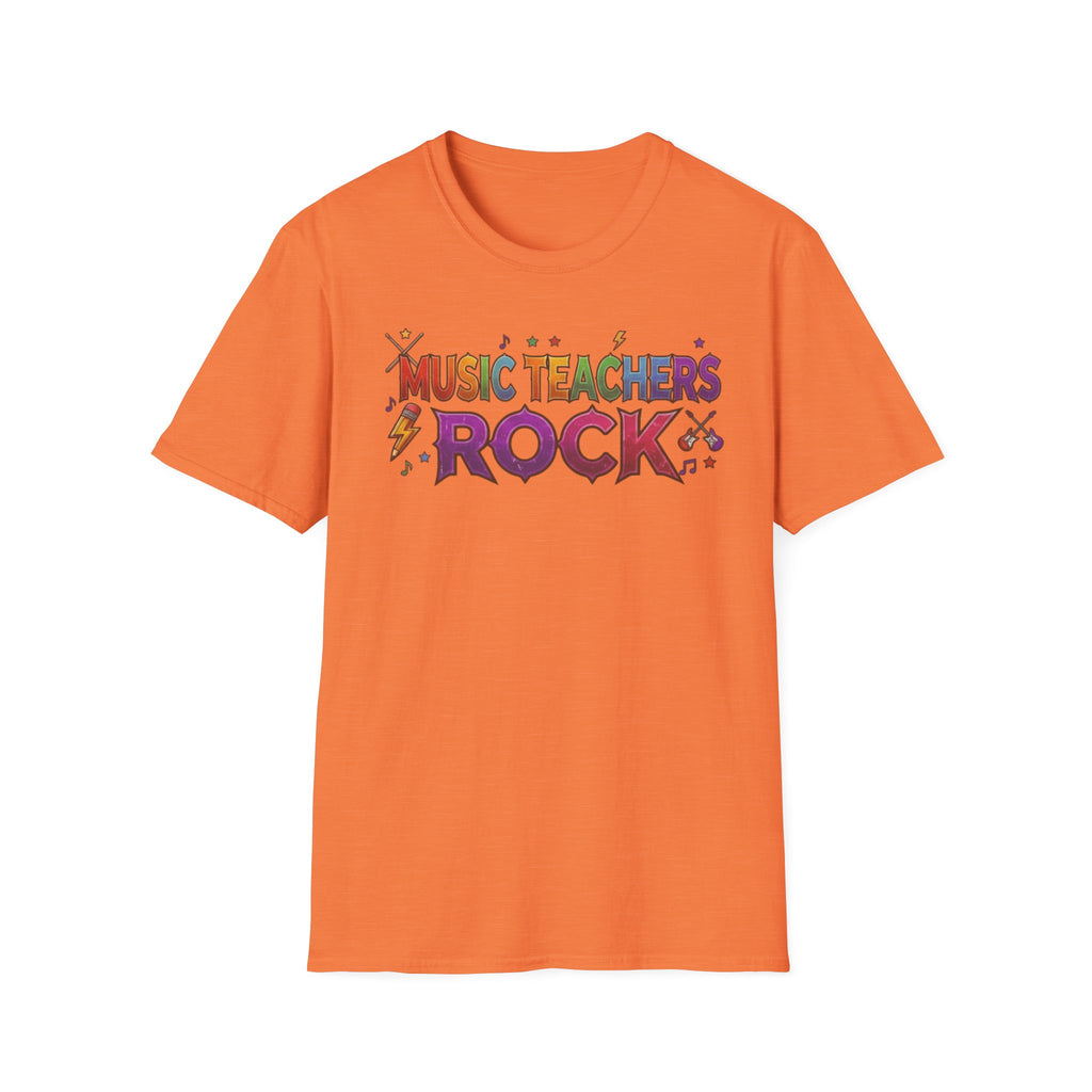 Music Teachers Rock T‑Shirt — Funky Colorful Graphic Tee for Music Educators