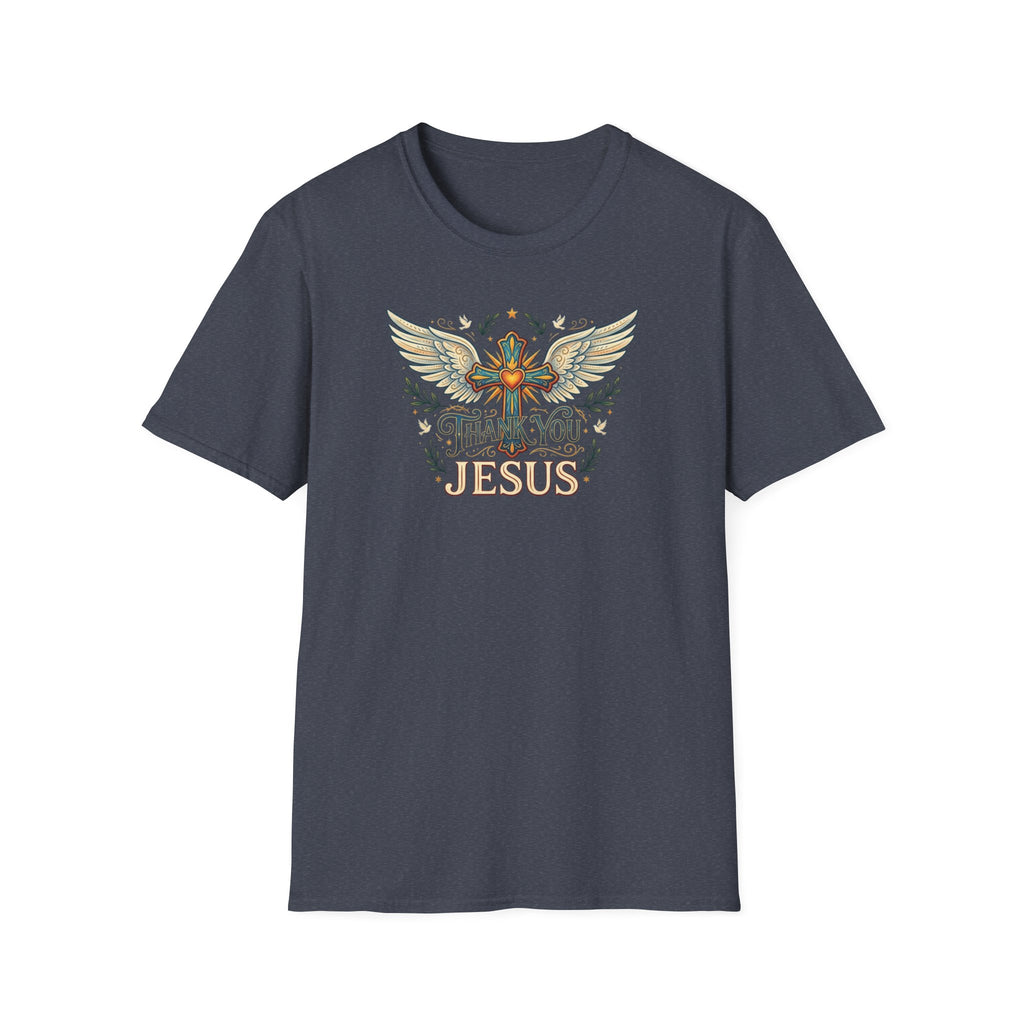 Thank You Jesus T-Shirt — Winged Cross Christian Faith Tee