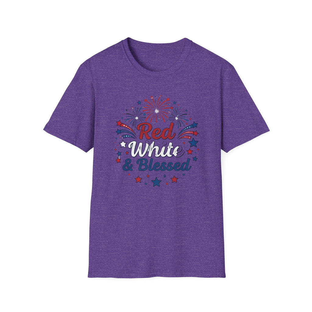T-Shirt — "Red White & Blessed" Patriotic Fireworks Tee for 4th of July