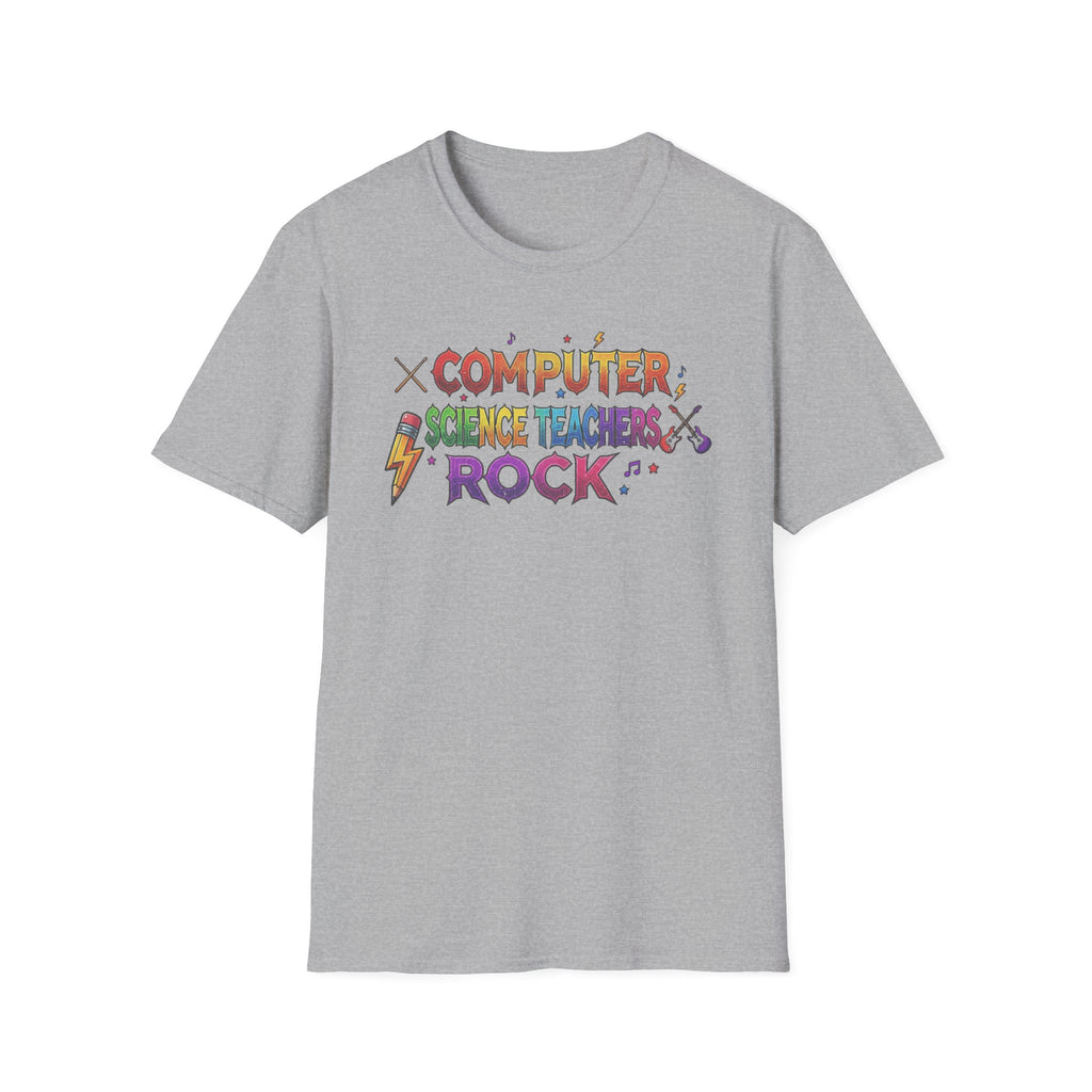 Computer Science Teachers Rock T-Shirt — Colorful Retro Teacher Appreciation Tee