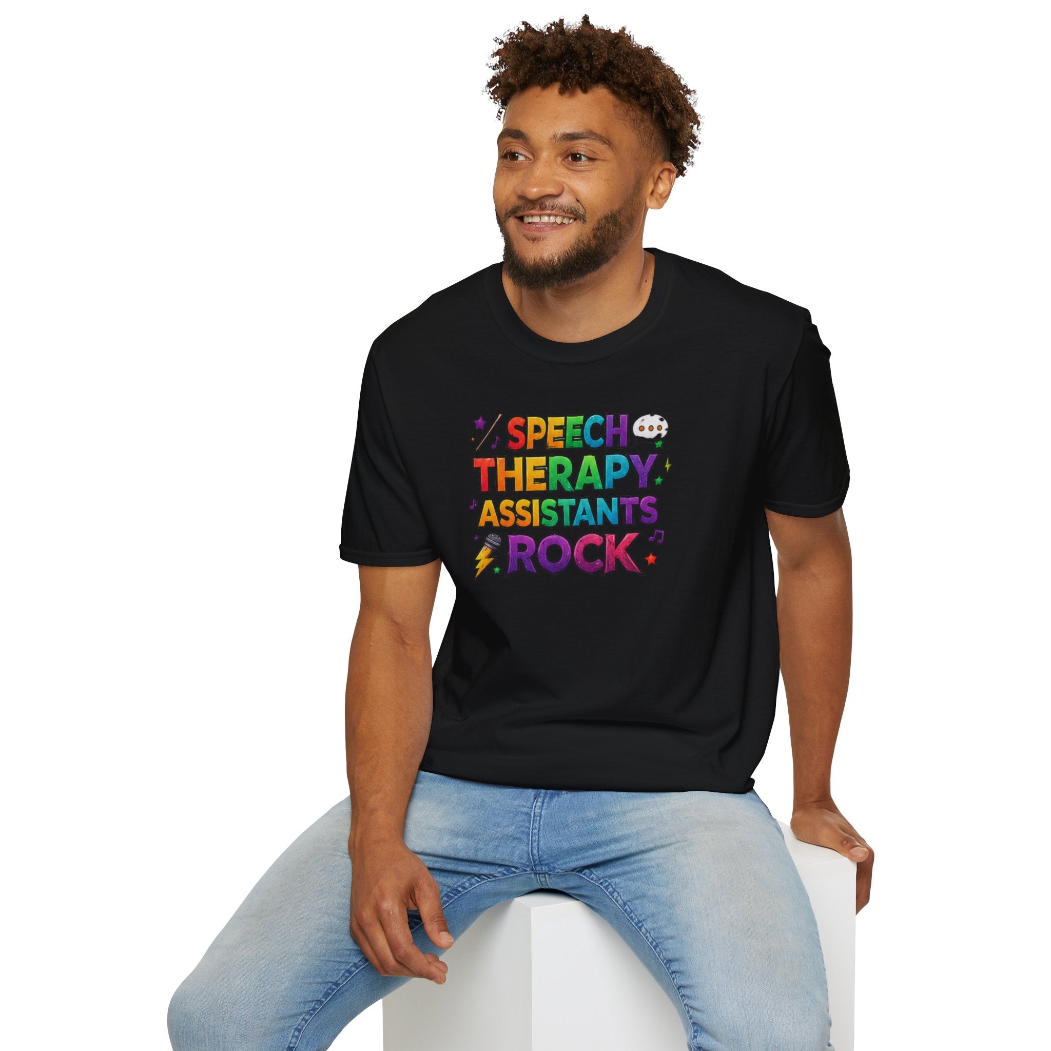 Speech Therapy Assistants Rock T-Shirt — Colorful Retro Pride Tee for SLP Assistants