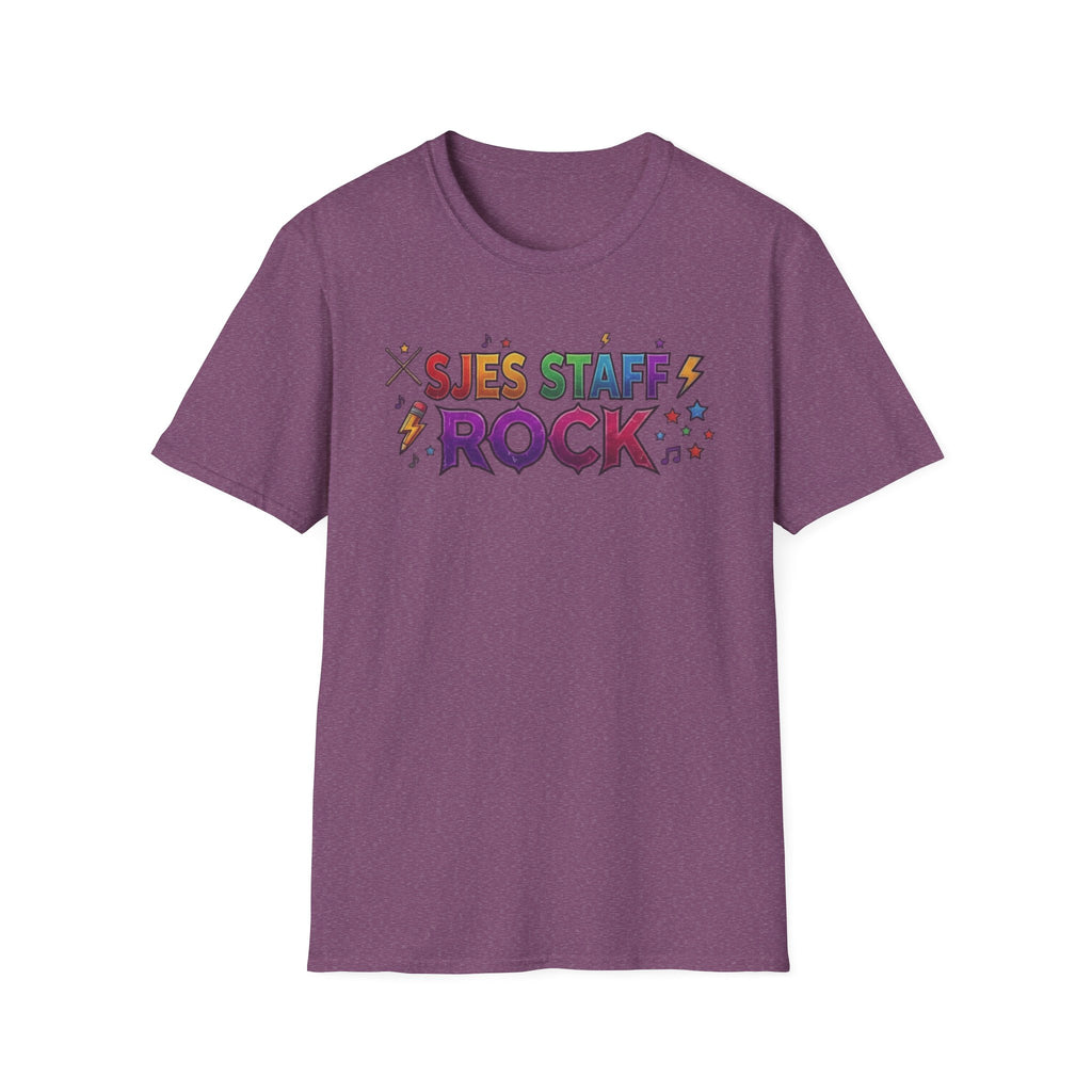 SJES Staff Rock T-Shirt — Colorful Retro School Staff Appreciation Tee