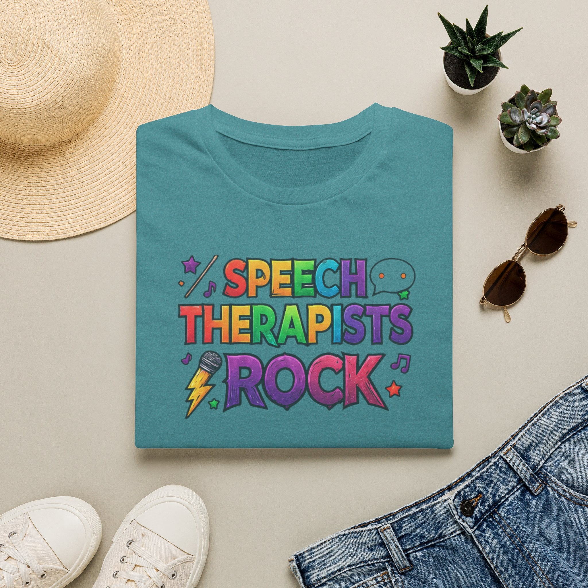 Speech Therapists Rock T-Shirt — Colorful Retro Graphic Tee for SLPs